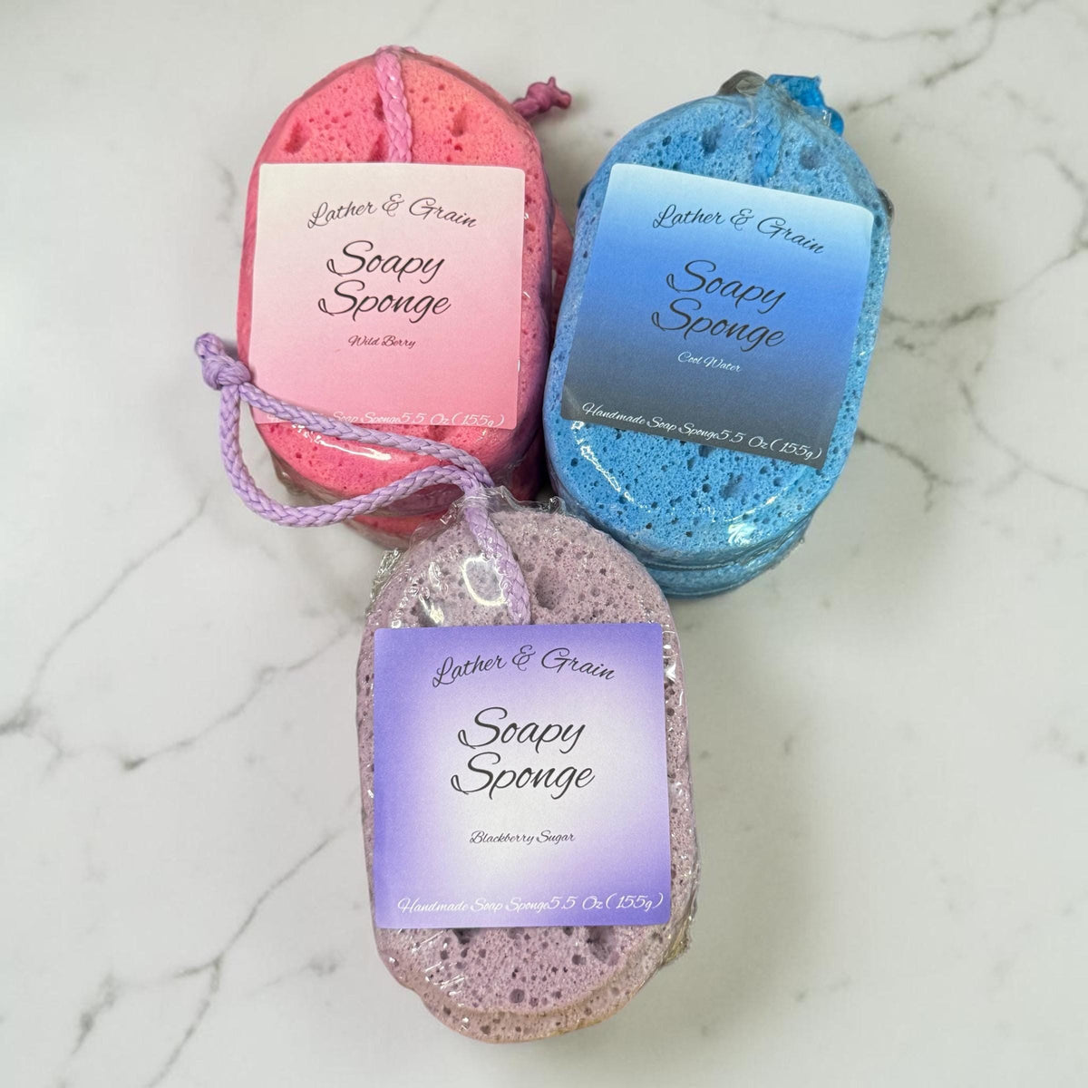 Large Handmade Soapy Sponge- Made with Tallow and Goat Milk- Many Colors and Scents
