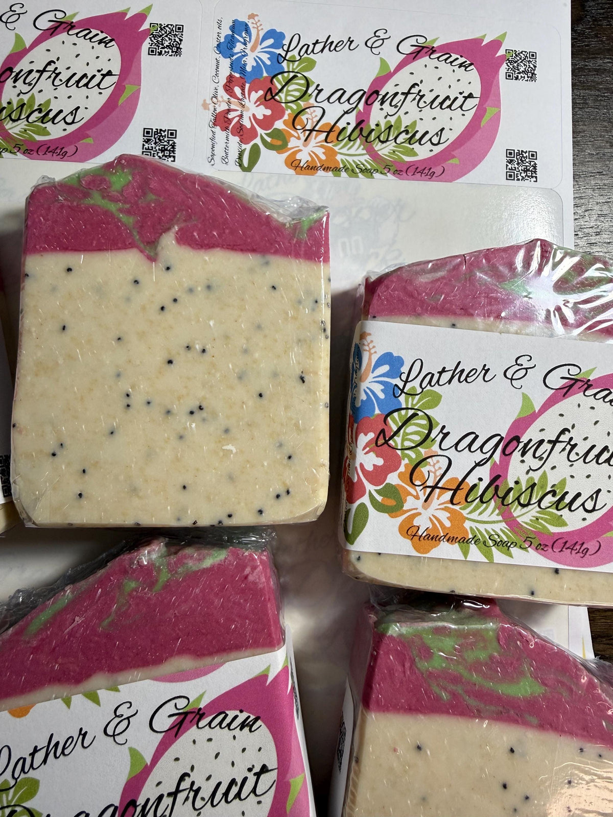 Dragonfruit Hibiscus Soap- With Creamy Buttermilk and Exfoliating Poppyseeds