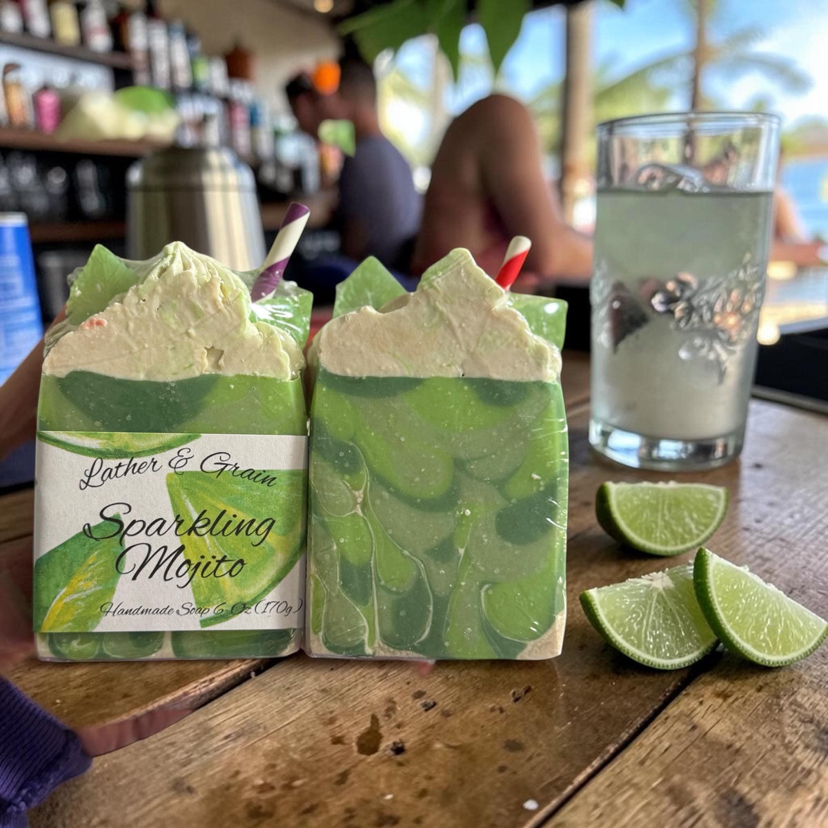 Sparkling Mojito Soap made with Tallow and Goat Milk -Handmade- Small Batch- Cold Process