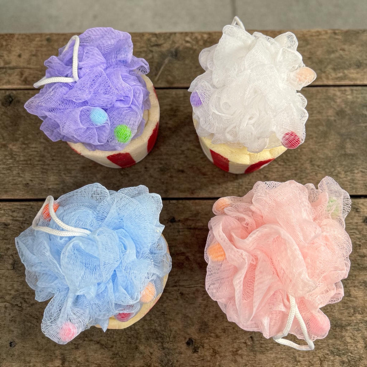 Large Soapy Sponge With Shower Poof Attached - Made with Tallow and Goat Milk- Many Scents to Choose From. Great Kids Gift