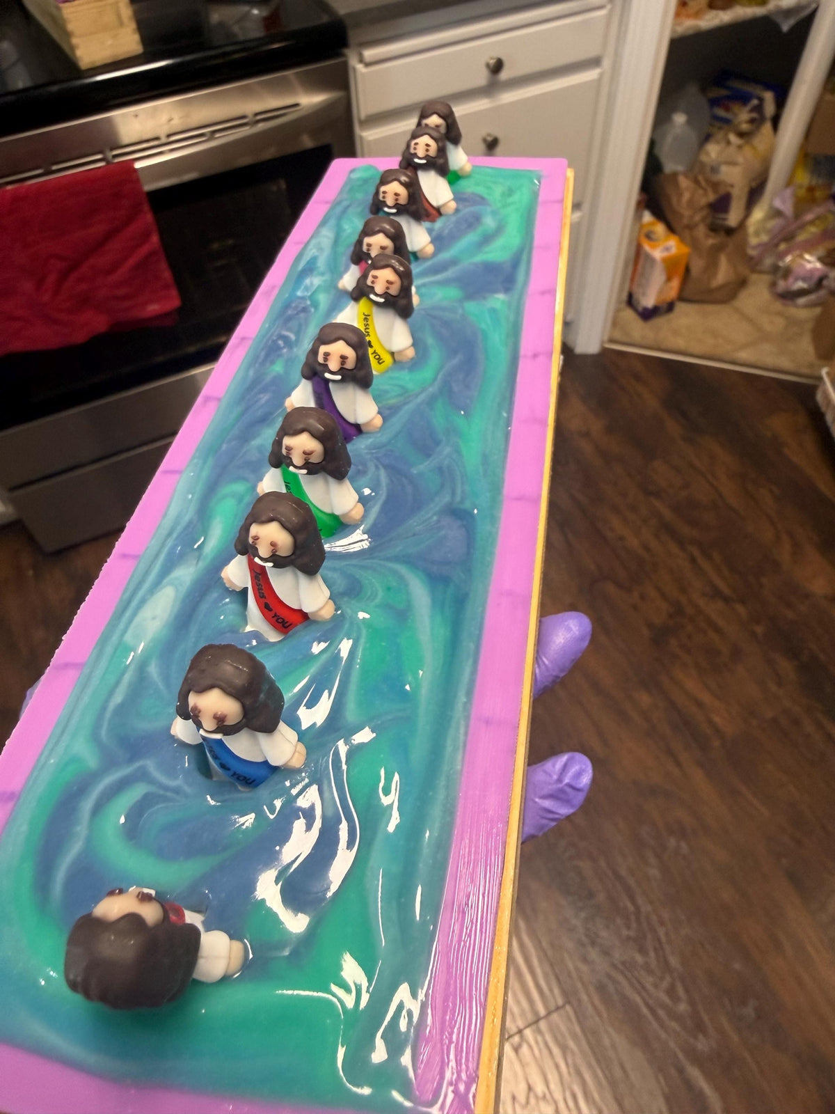 Jesus Loves You Soap~ You are Loved~ Scented in Basil, Sage, and Mint, with Silcone Figure on Top