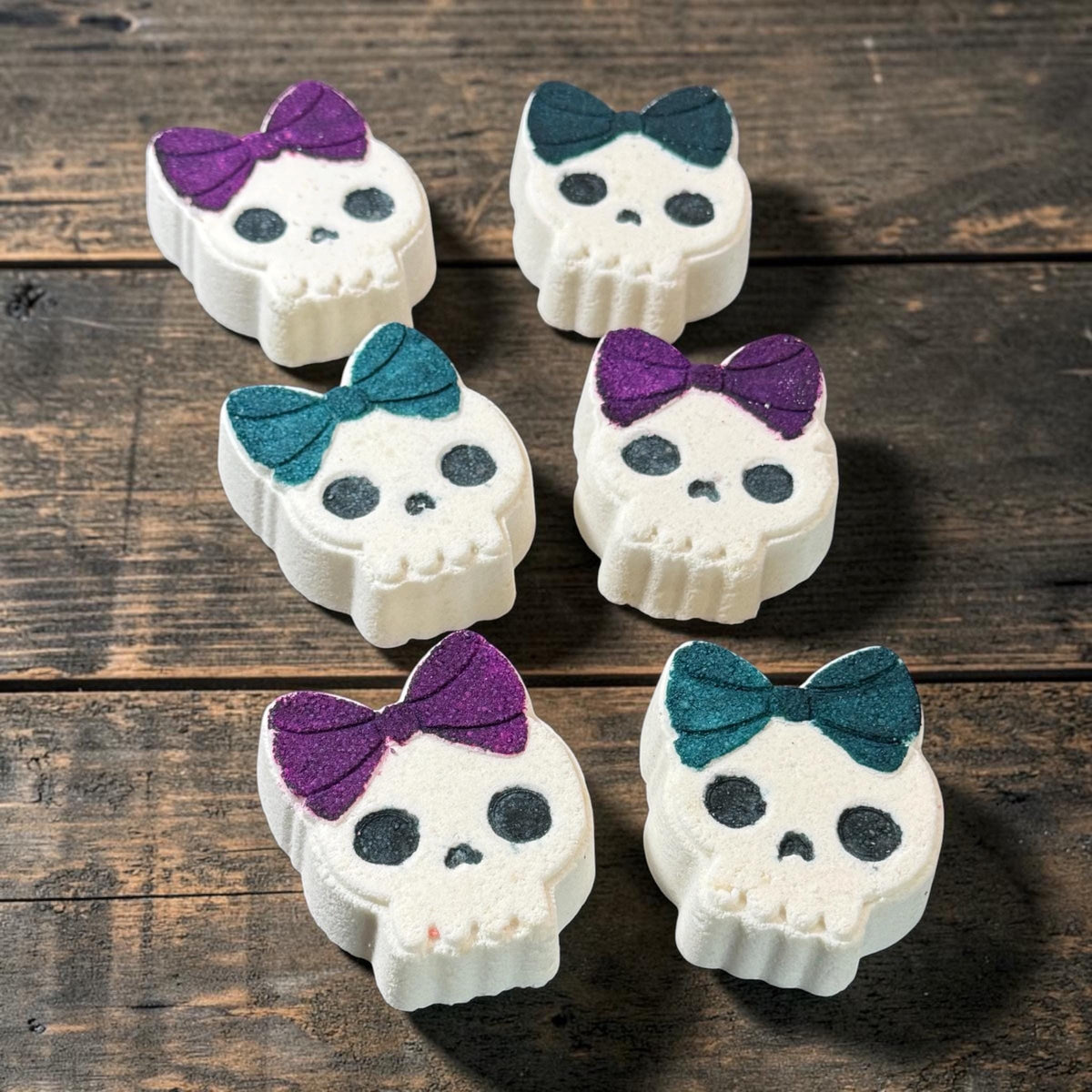 Cute Skull Bath Bomb made with Creamy Cocoa Butter and Buttermilk- Scented in Poison Pie