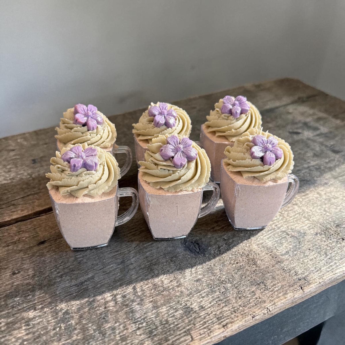 Earl Grey and Apple Bath Bomb- Topped with Bubble Frosting and a Soap Flower Decoration