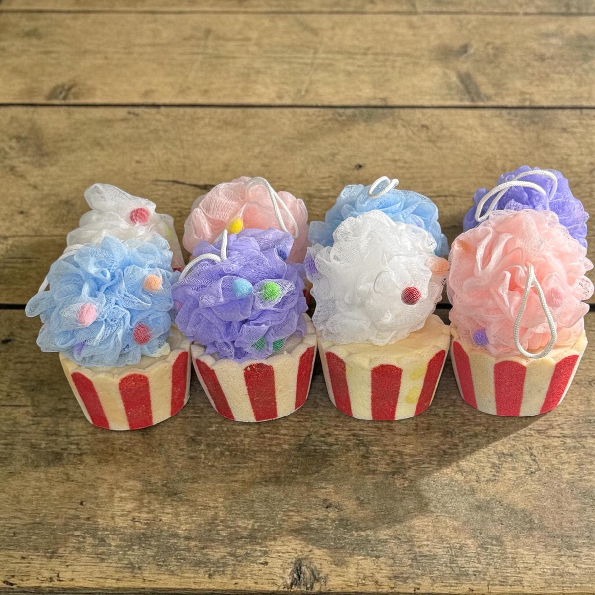 Large Soapy Sponge With Shower Poof Attached - Made with Tallow and Goat Milk- Many Scents to Choose From. Great Kids Gift