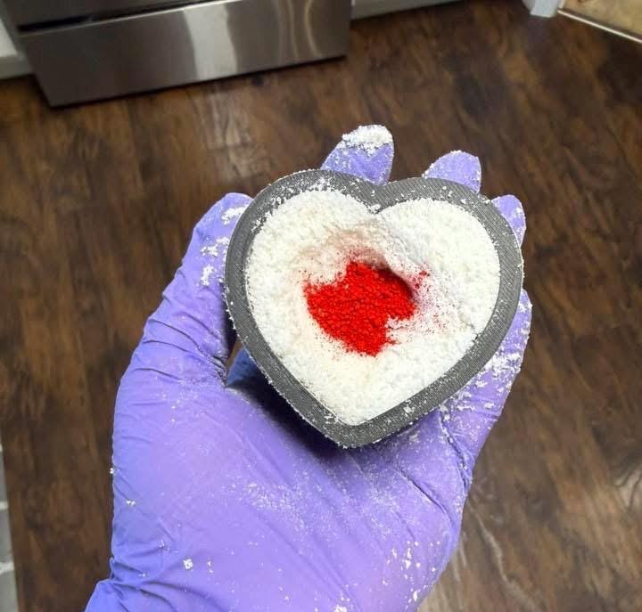 Bloody Heart Bath Bomb Horror Themed- Several Scents, With Toy On Top
