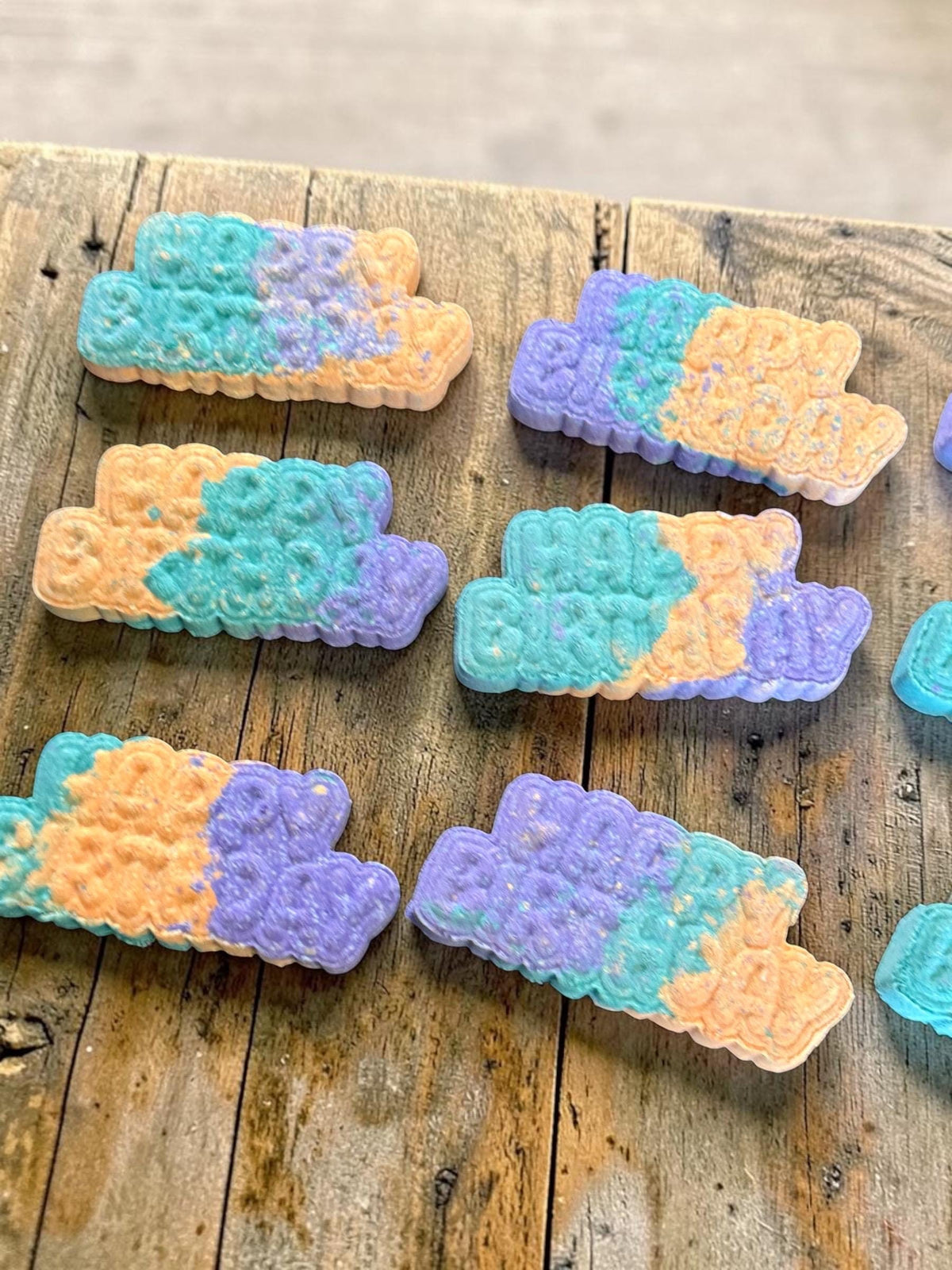Happy Birthday Bath Bombs – Birthday Cake Scent- Fun Rainbow Colored-