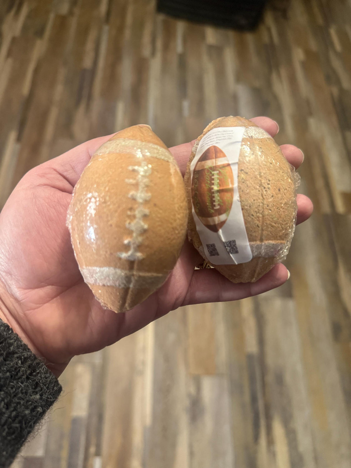 Football Bath Bomb made with Creamy Cocoa Butter and Buttermilk- Scented in Bourbon Pumpkin Spice- Perfect Sports Lovers Gift