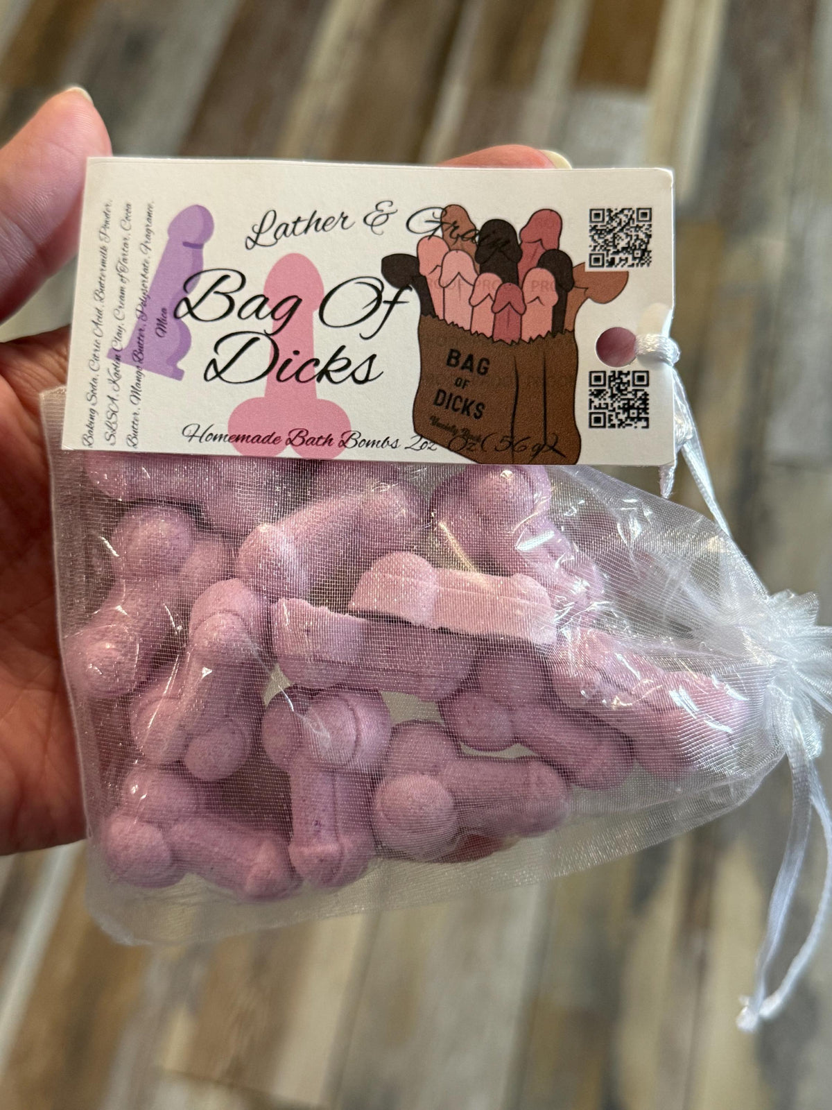 Bag of D!cks Bath Bombs ~Gag gifts- Scented in Lick me all Over, Or Sex on the Beach- Made with Rich Cocoa Butter and Creamy Buttermilk