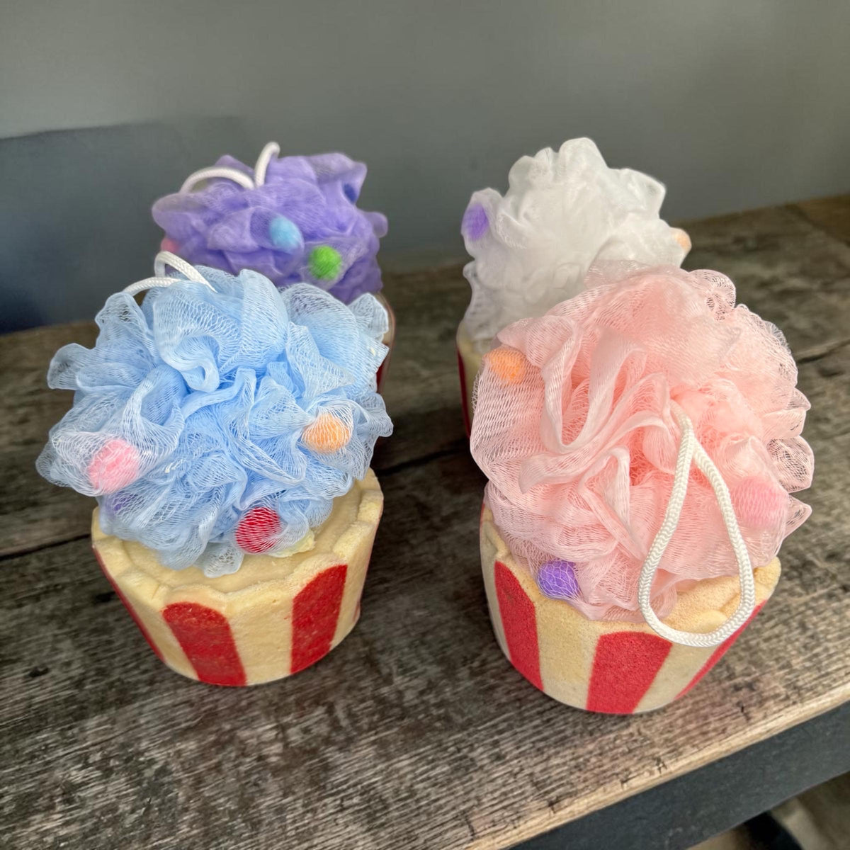 Large Soapy Sponge With Shower Poof Attached - Made with Tallow and Goat Milk- Many Scents to Choose From. Great Kids Gift