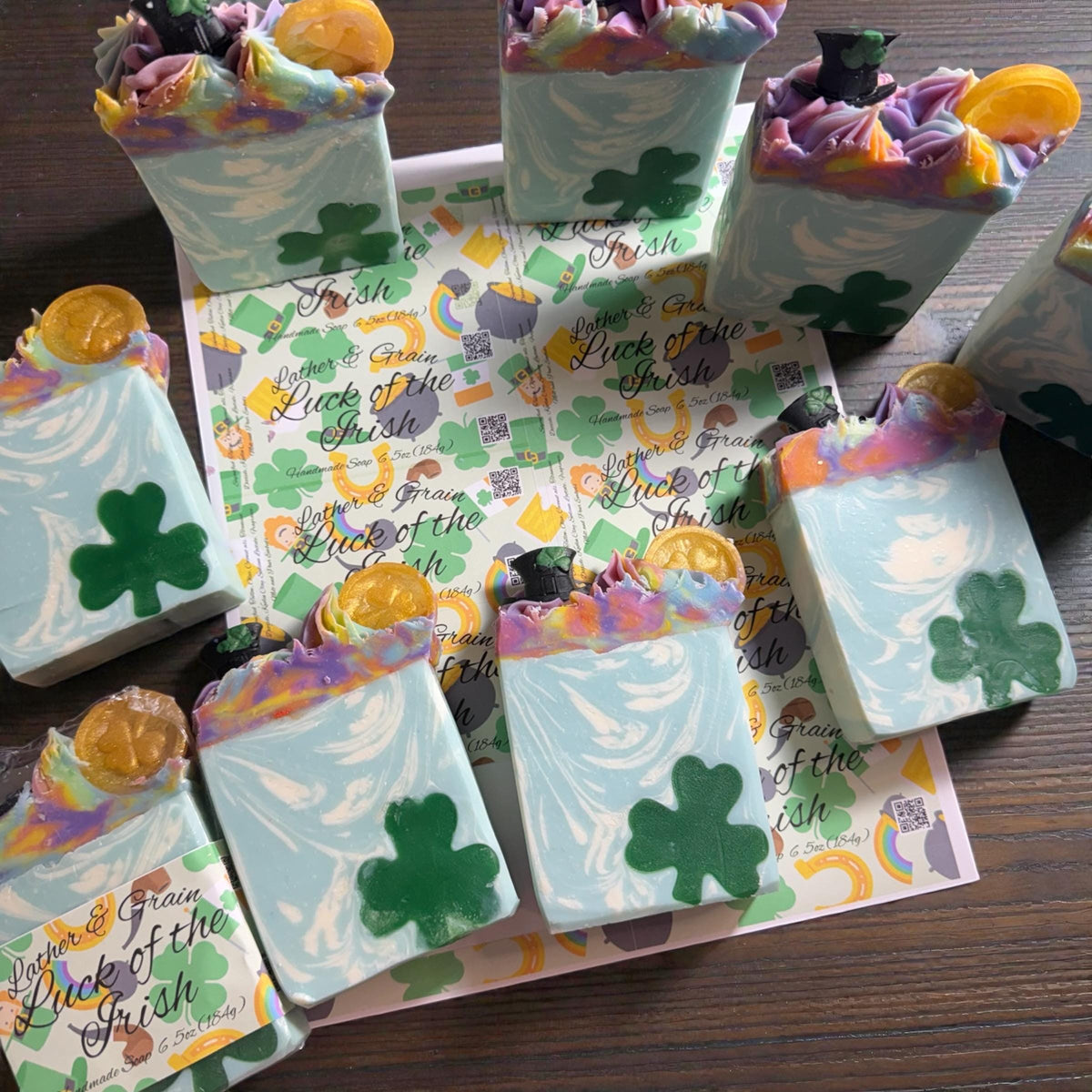 Luck of the Irish Soap Scented in Clover and Aloe. St Patrick’s Day Themed