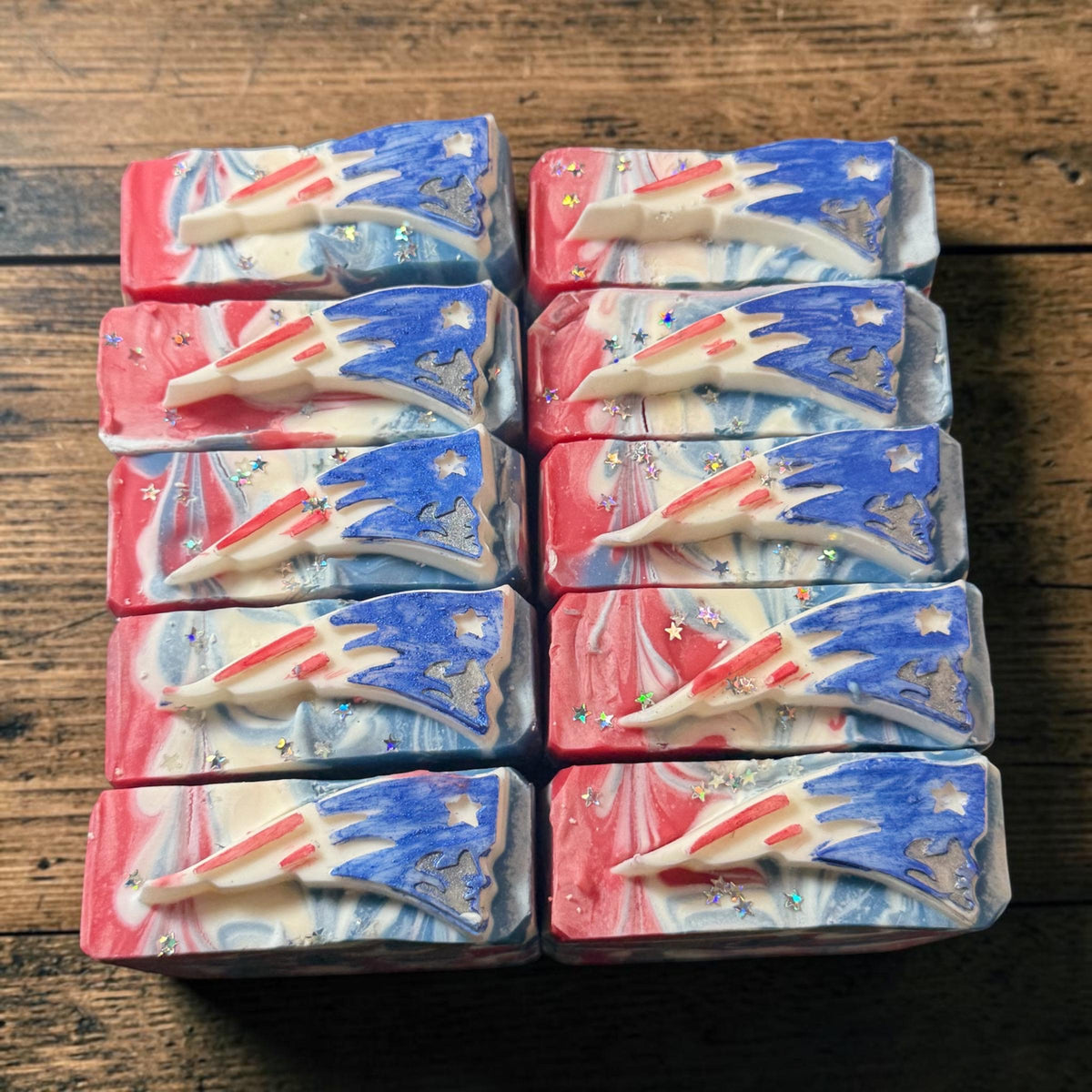 Pats Fan Football Soap – Scented in Aqua Di Gio- Great Sports Fan Gift! Handmade Tallow and Goat Milk Soap