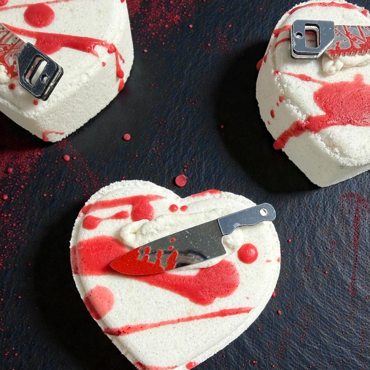 Bloody Heart Bath Bomb Horror Themed- Several Scents, With Toy On Top