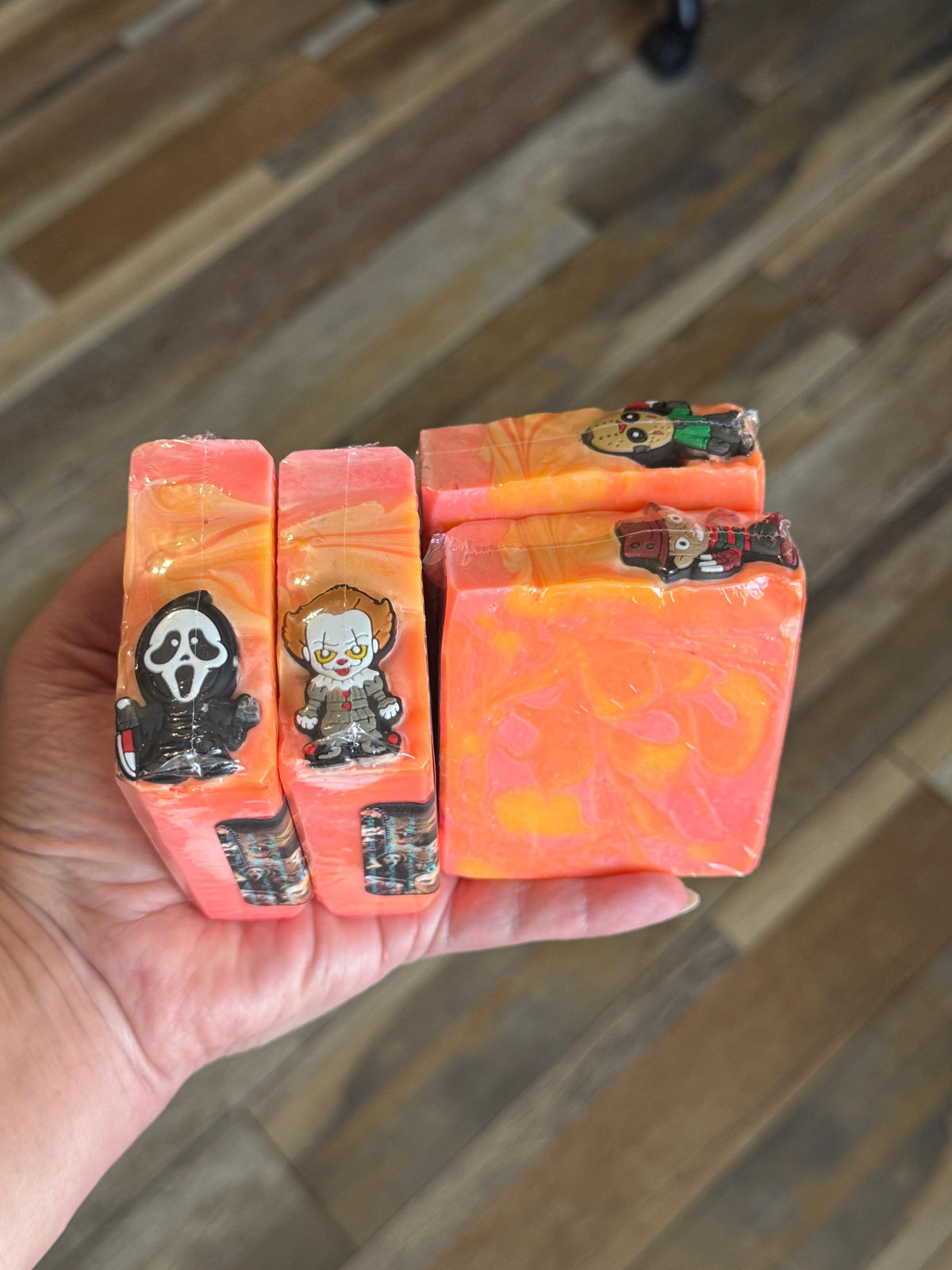 Slasher Suds- Horror Movie Themed Soap. Scented in Blood Orange Margarita, with Silicone Charm on Top