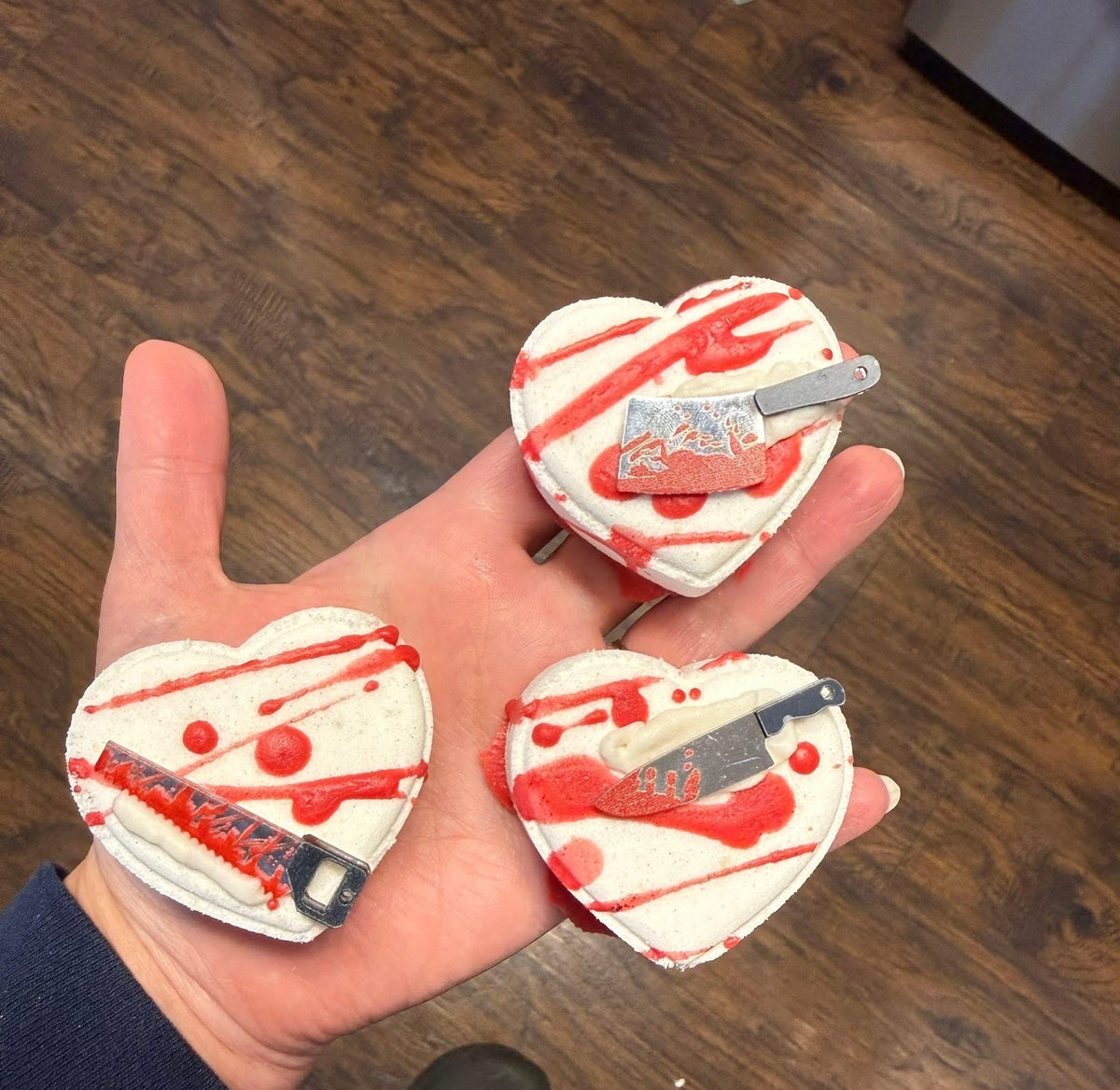 Bloody Heart Bath Bomb Horror Themed- Several Scents, With Toy On Top