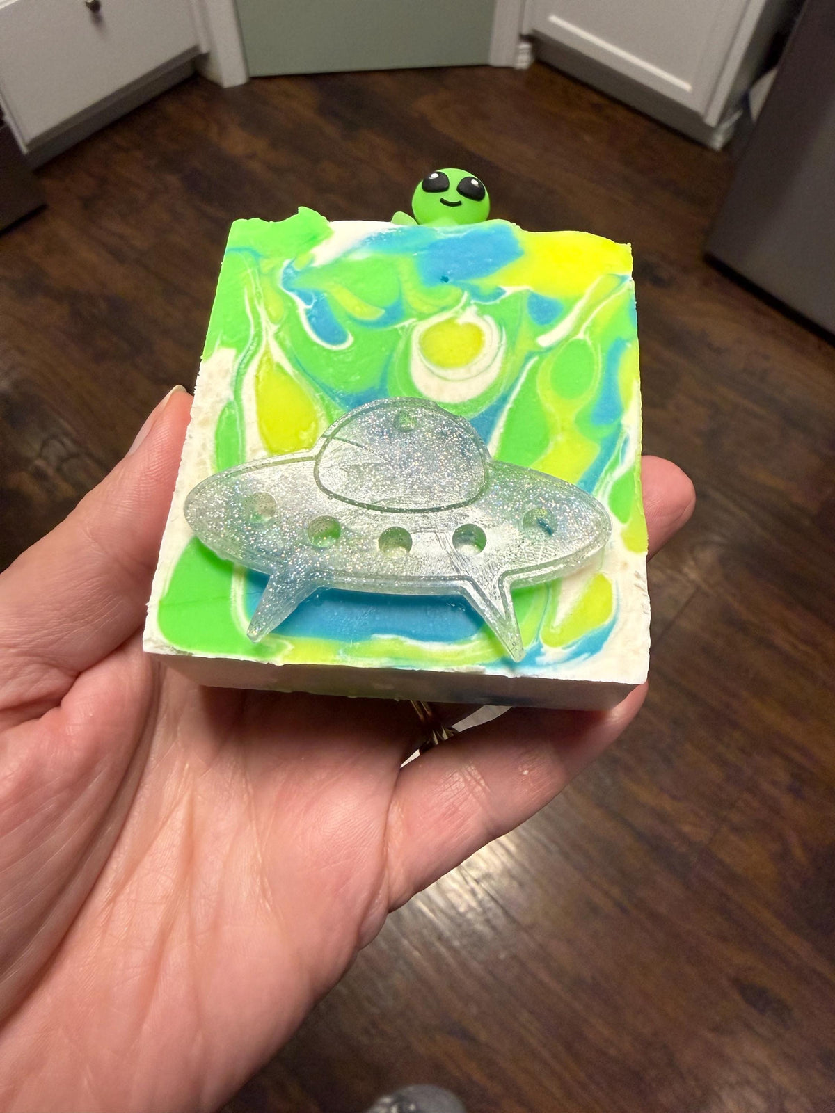 The Truth Is Out There Soap Made with Tallow and Goat Milk. Scented in Multiple Scents With Glow In the Dark Alien Toy Funny Gag Gift