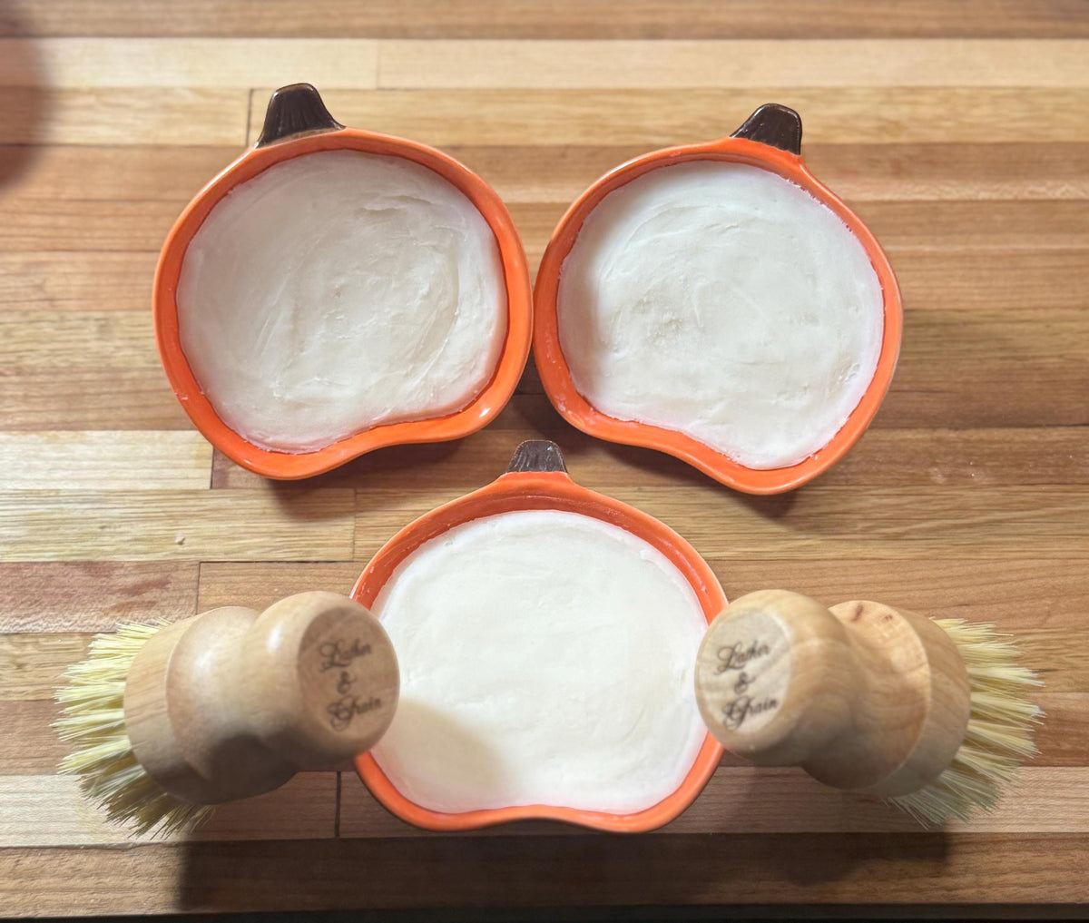 Pumpkin Ramekin Filled with Solid Dish Soap- Scented in Natural Citrus Fragrance