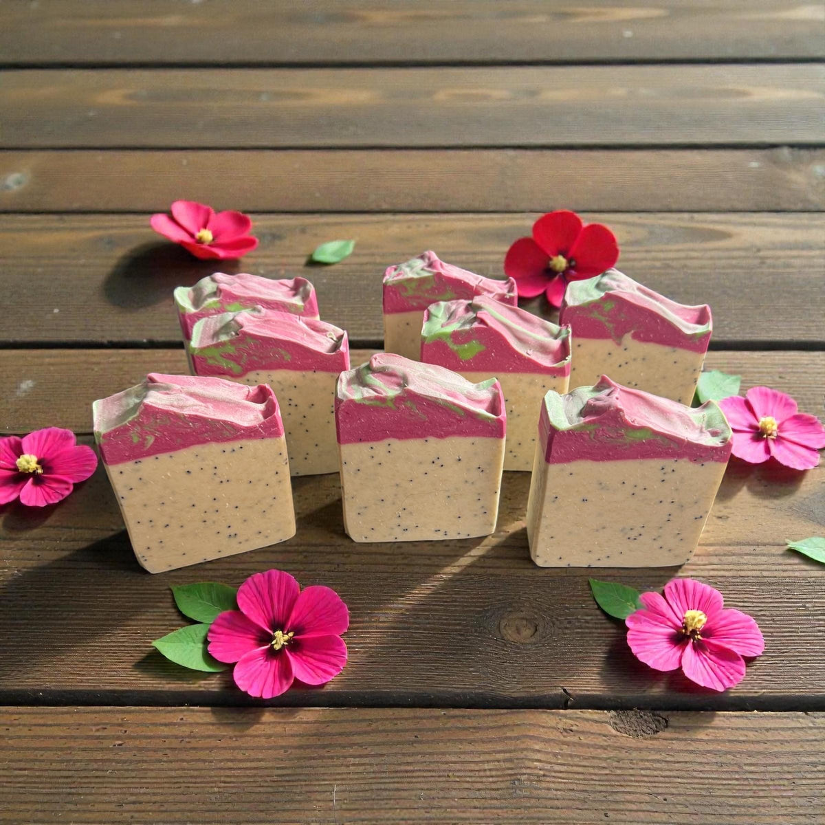 Dragonfruit Hibiscus Soap- With Creamy Buttermilk  and Exfoliating Poppyseeds