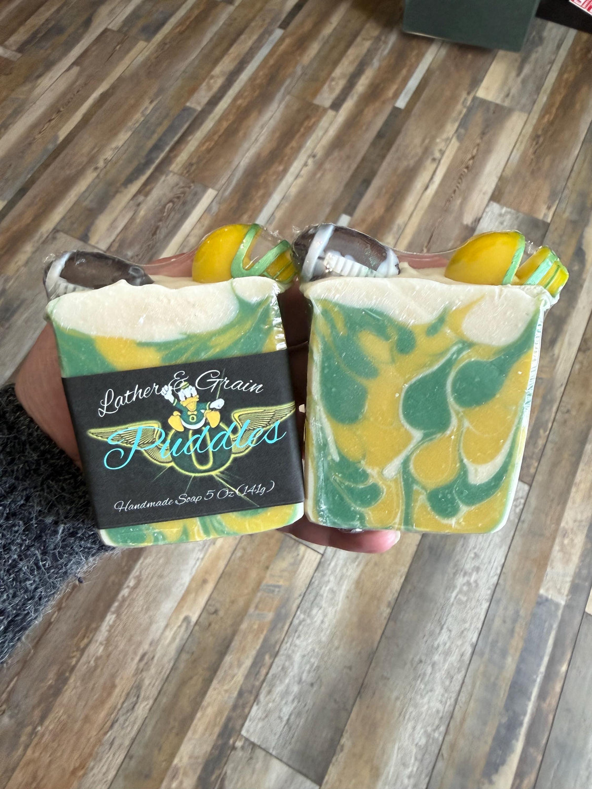 Puddles Oregon Football Handmade Soap – Scented in Emerald Rainfall~ Great Sports Fan Gift!
