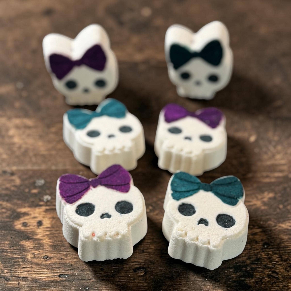 Cute Skull Bath Bomb made with Creamy Cocoa Butter and Buttermilk- Scented in Poison Pie