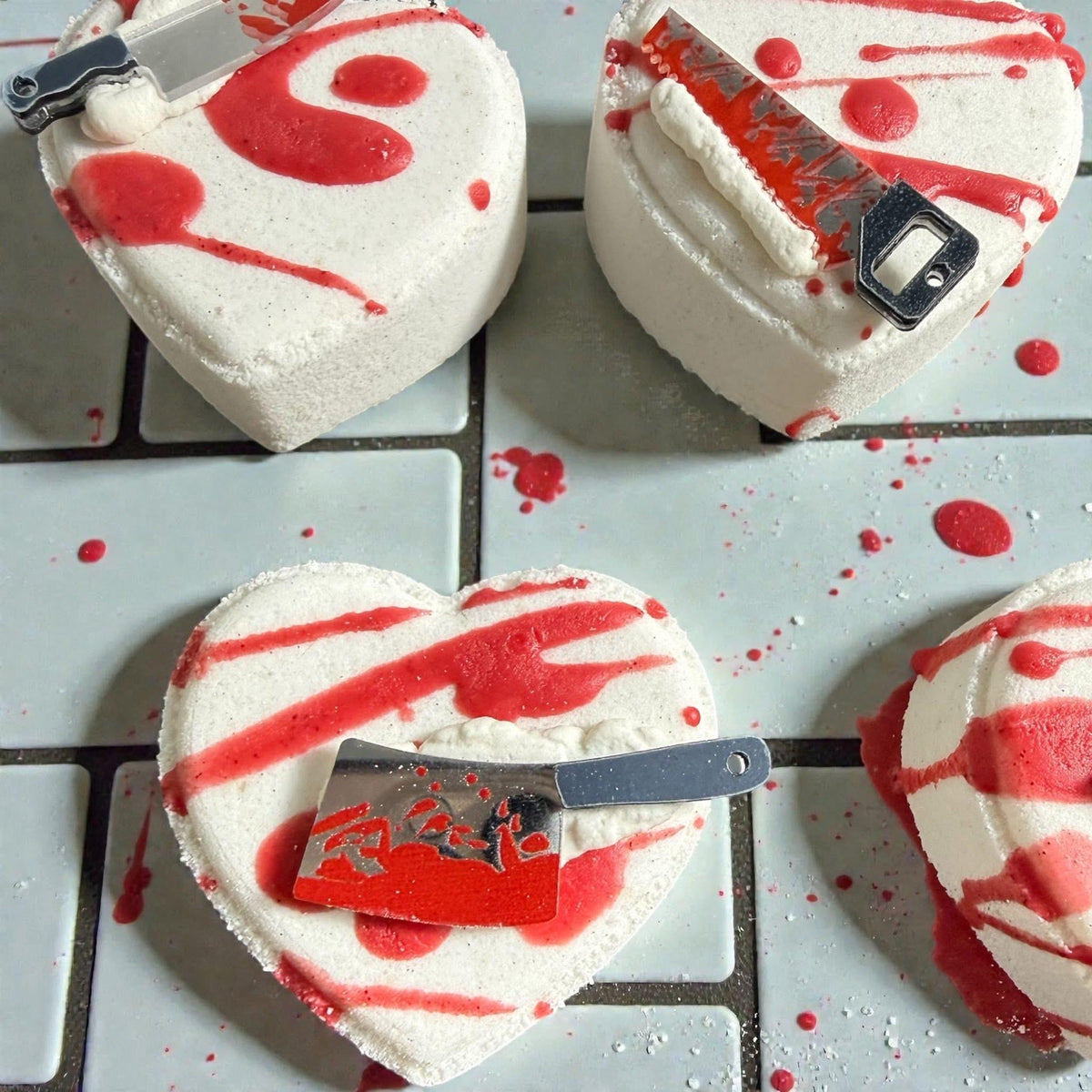Bloody Heart Bath Bomb Horror Themed- Several Scents, With Toy On Top