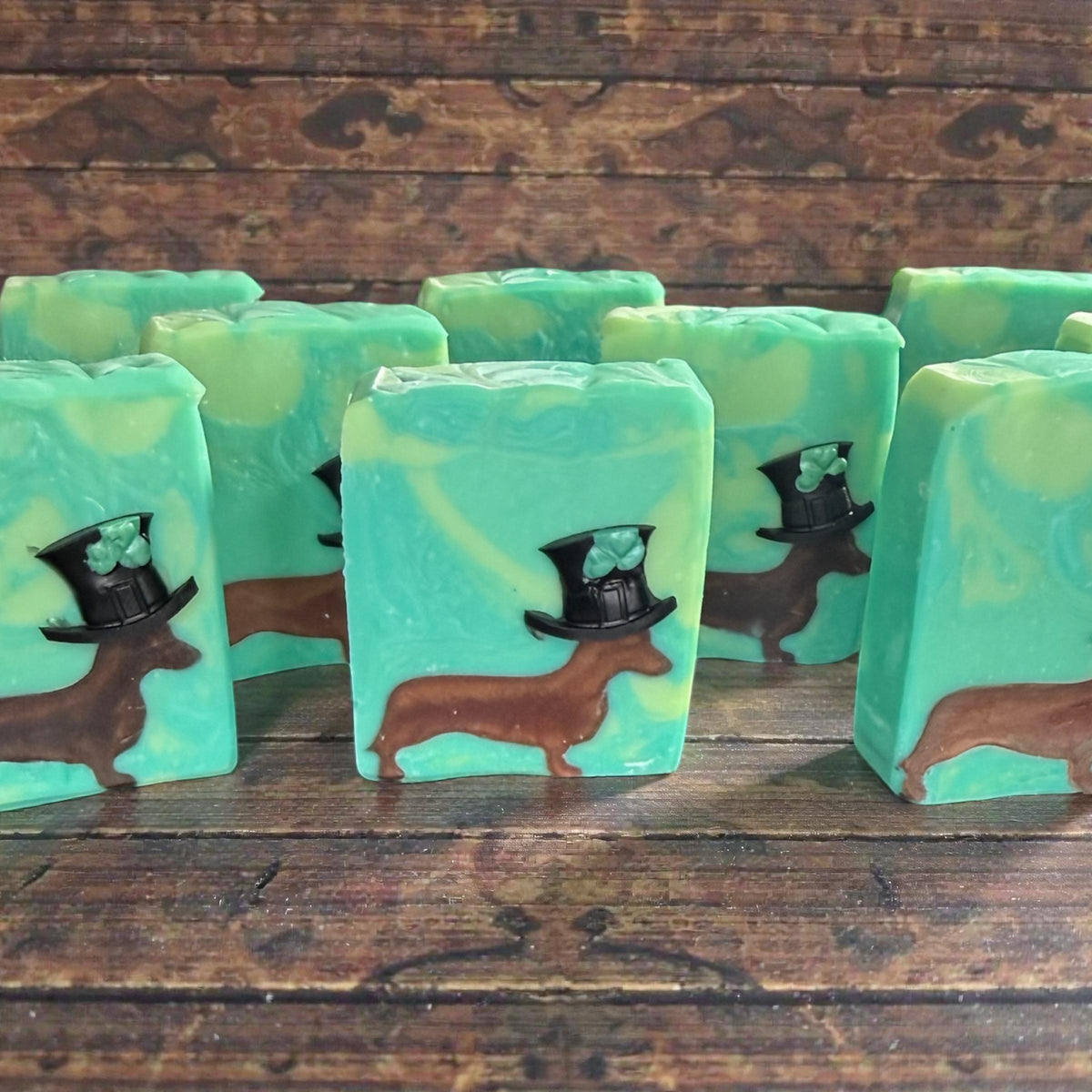 Kiss Me, I’m a Wiener -Dachshund Soap St Patrick’s Day Themed- Made with Tallow and Buttermilk: Woodland Elves Scent