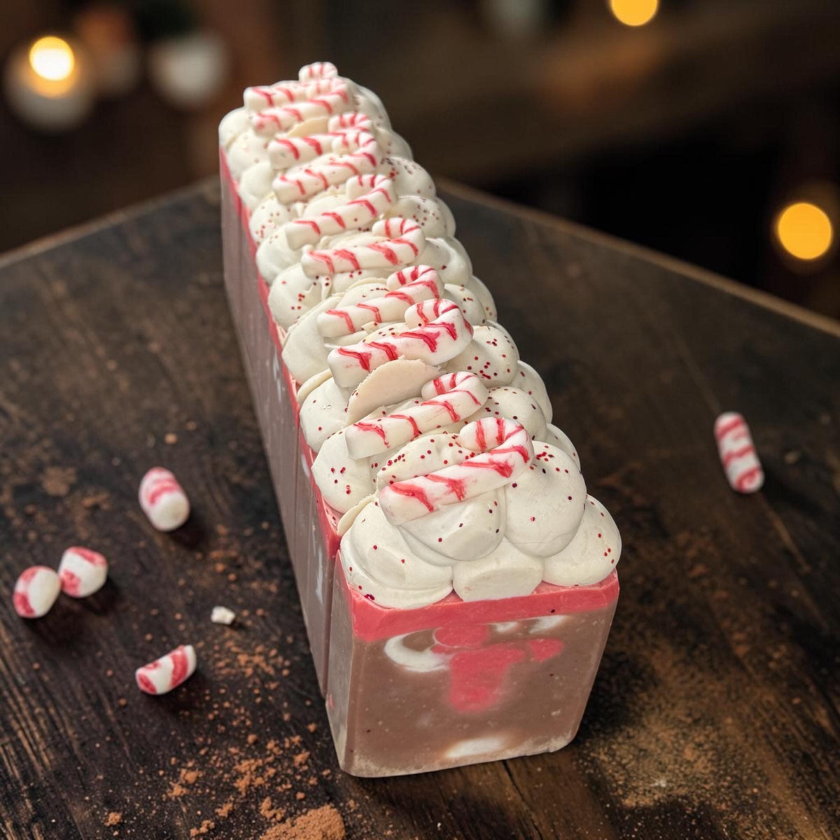 Peppermint Cocoa  Bar Soap , Made with Tallow and Goat Milk. Great Christmas Stocking Stuffer
