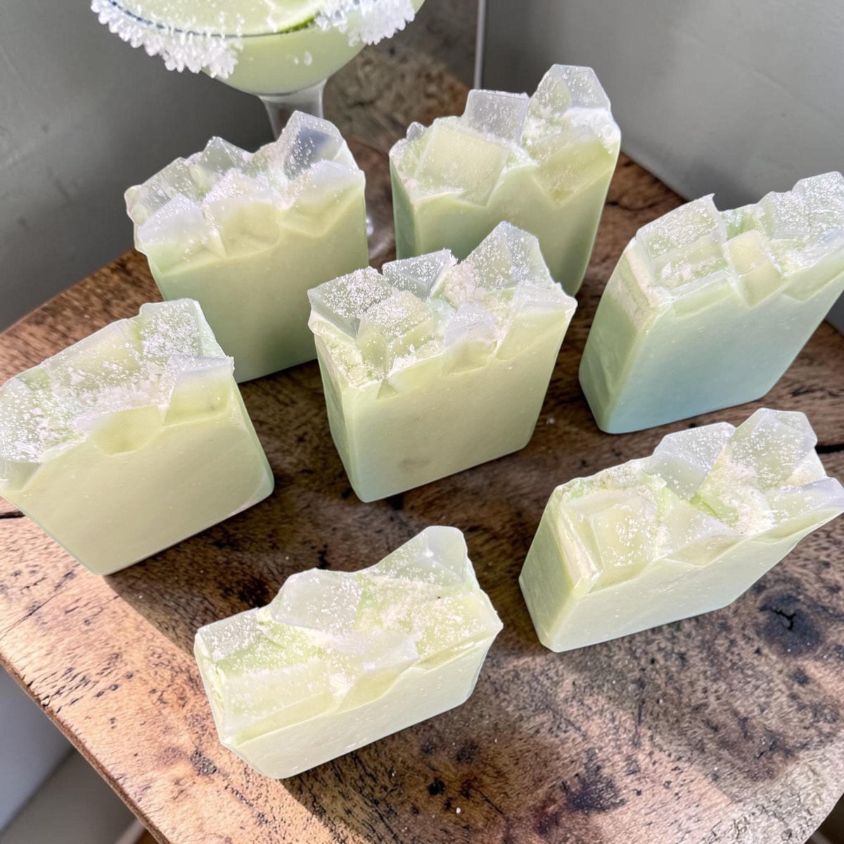 Wastin’ Away Again- Shaker of Salt Lime Margarita Scented Tallow and Goat Milk Soap.