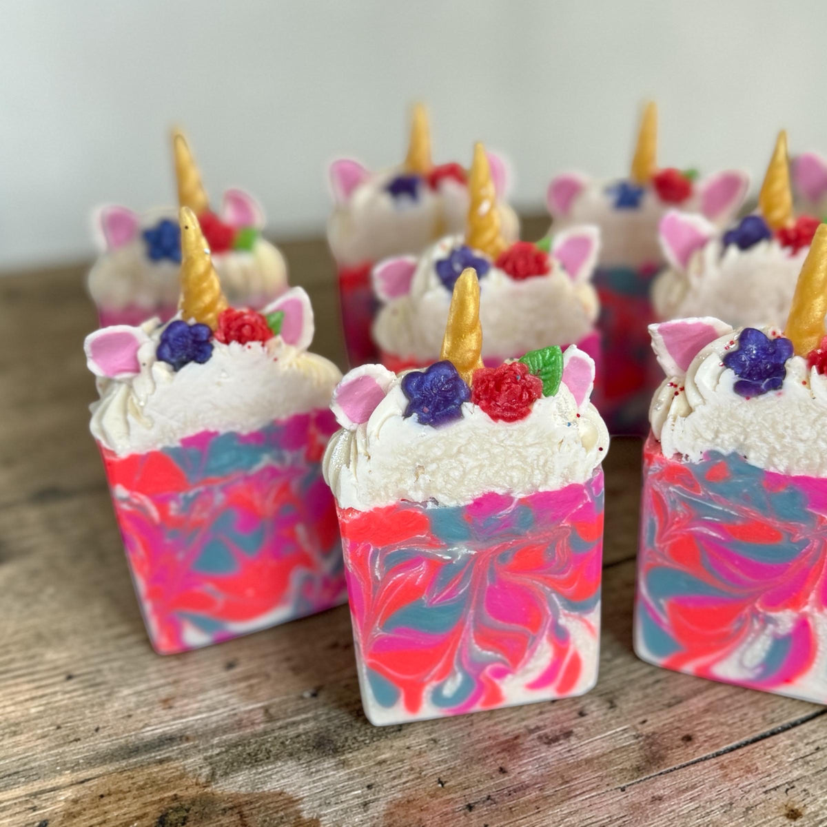 Unicorn Soap made with Tallow and Goat Milk -Handmade- Small Batch- Cold Process Scented in Mango Strawberry