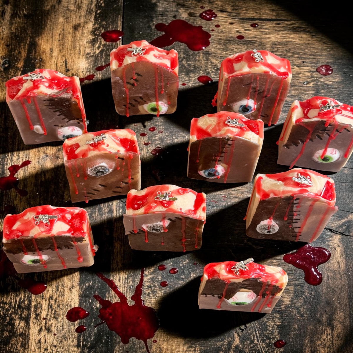 Texas Slaughterhouse Suds- Horror Themed Slasher Soap. Scented in Flannel Massacre, with Mini Chainsaw Charm on Top