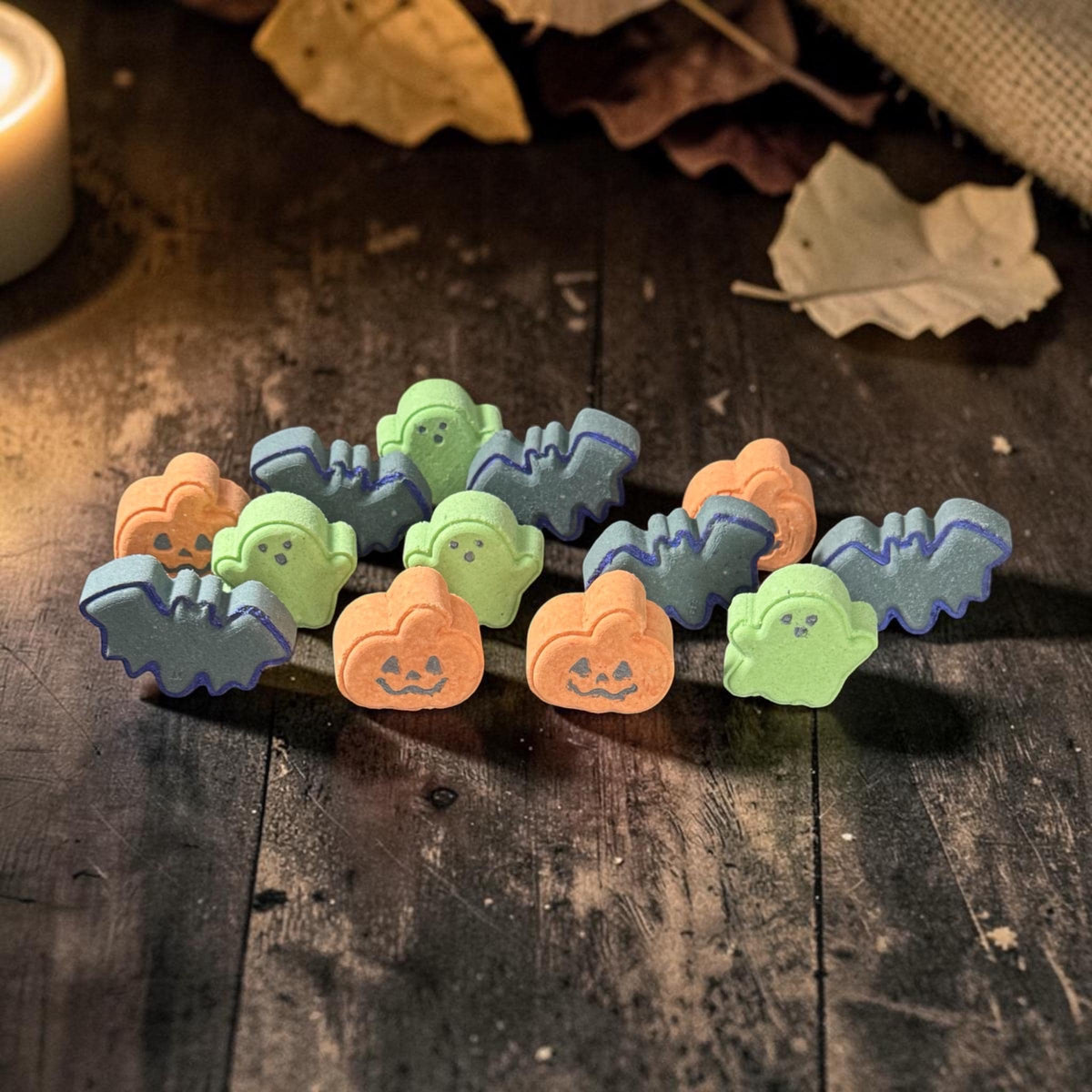 Halloween Bath Bomb Gift Set in Cute Spooky Packaging- 3 Pieces- Bat, Pumpkin and Ghost-  Fall Inspired Halloween