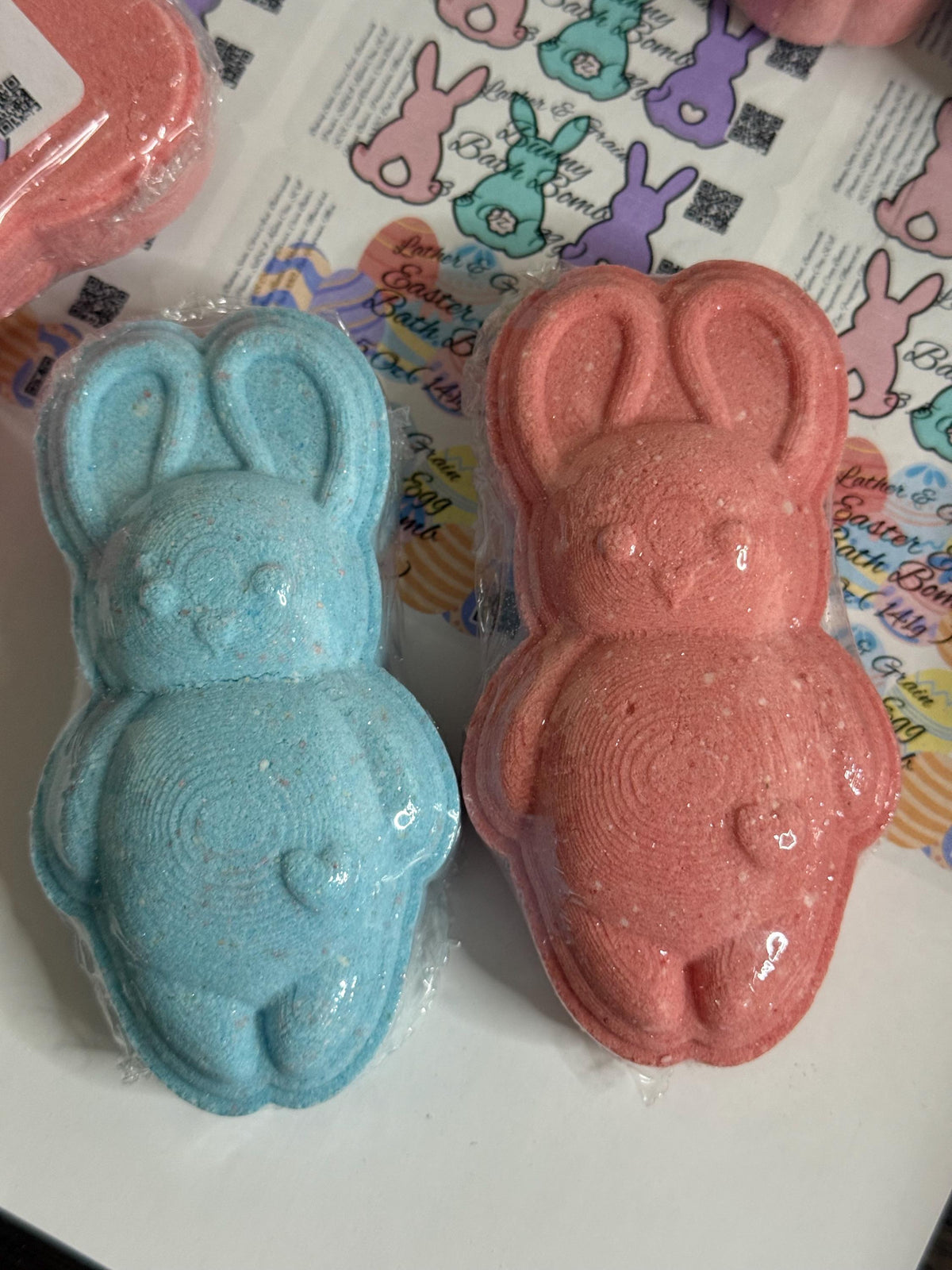 Shimmery Easter Bunny Bath Bombs. Jelly Bean Scented- With Buttermilk and Colloidal Oats