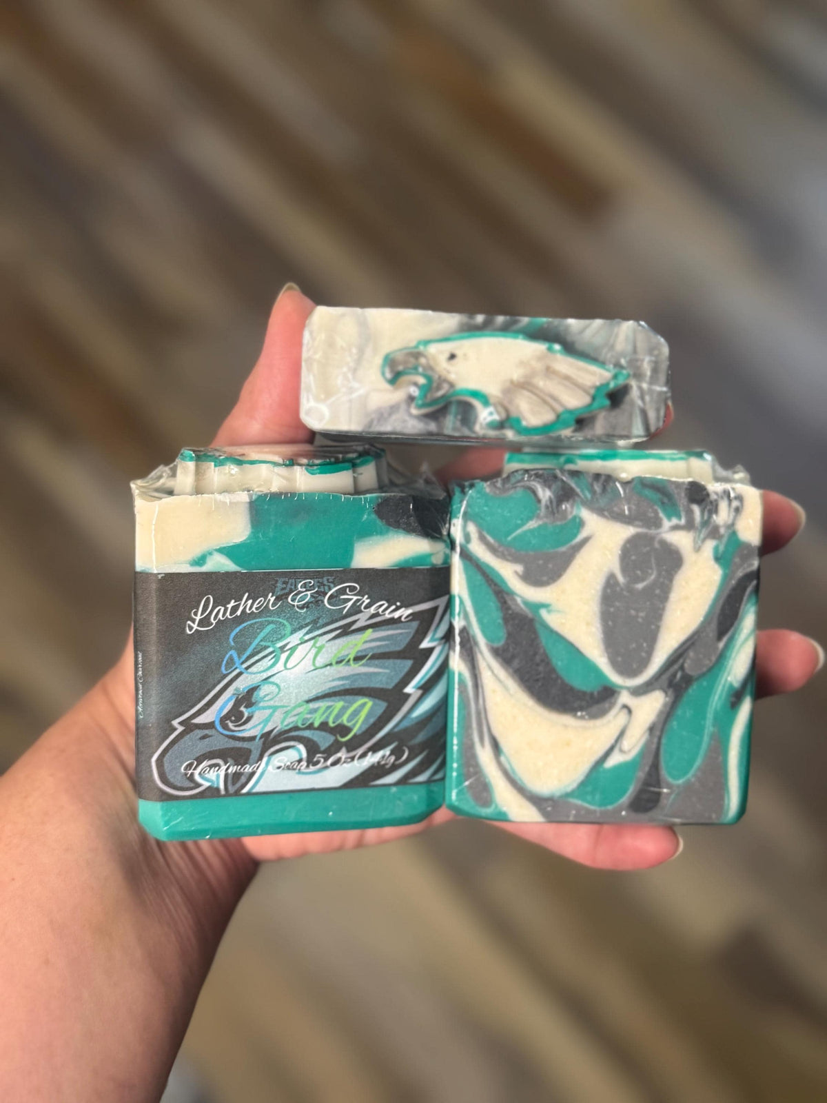 Pats Fan Football Soap – Scented in Aqua Di Gio- Great Sports Fan Gift! Handmade Tallow and Goat Milk Soap