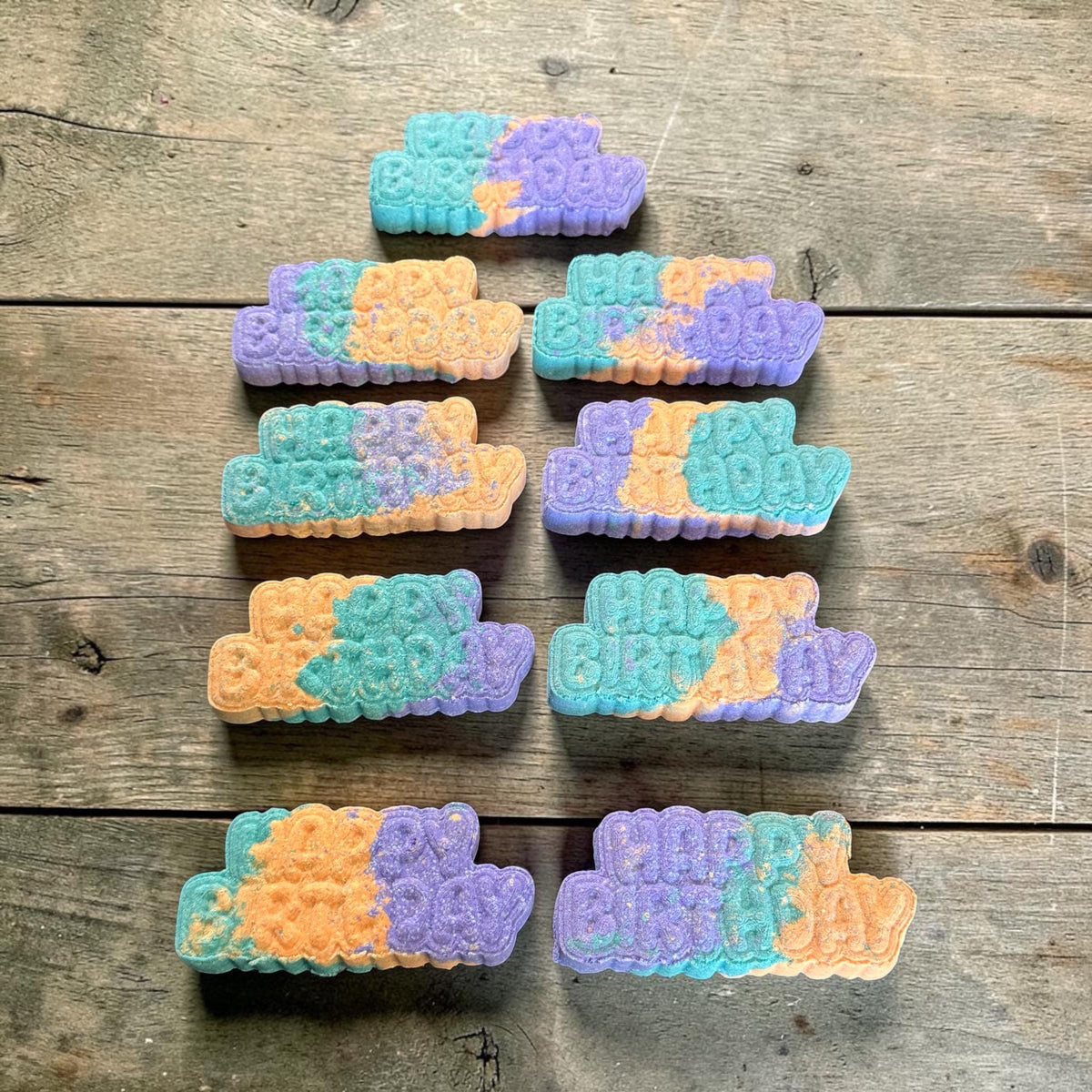 Happy Birthday Bath Bombs – Birthday Cake Scent- Fun Rainbow Colored-