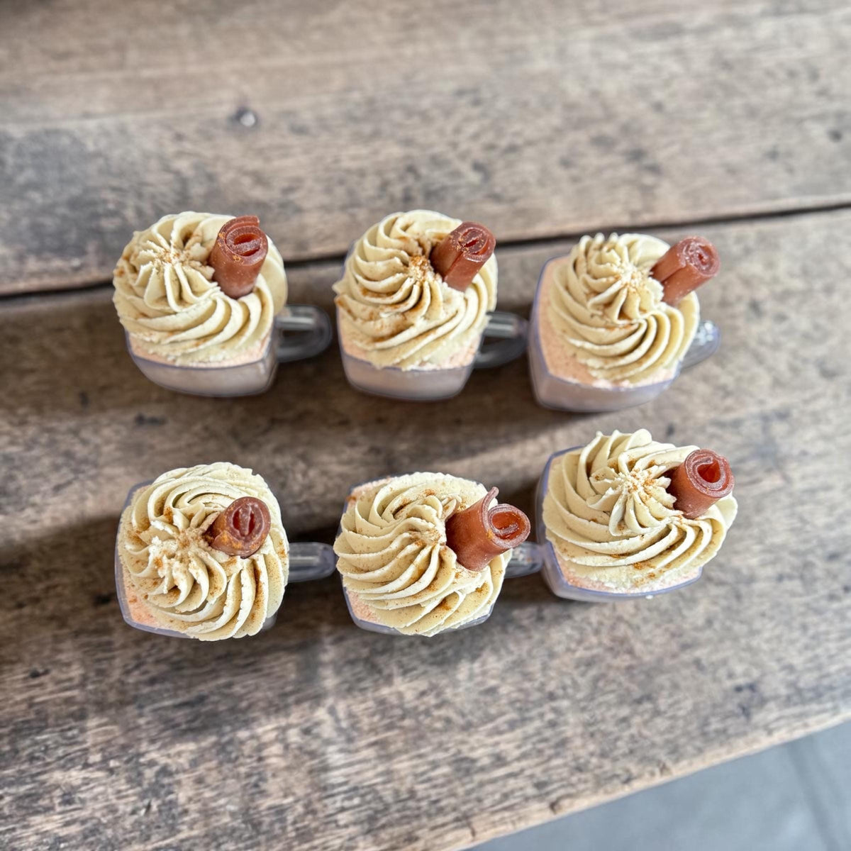Vanilla Chai Bath Bomb- Topped with Bubble Frosting and a Soap Cinnamon Stick Decoration