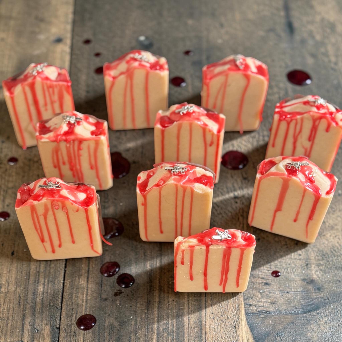 Texas Slaughterhouse Suds- Horror Themed Slasher Soap. Scented in Flannel Massacre, with Mini Chainsaw Charm on Top