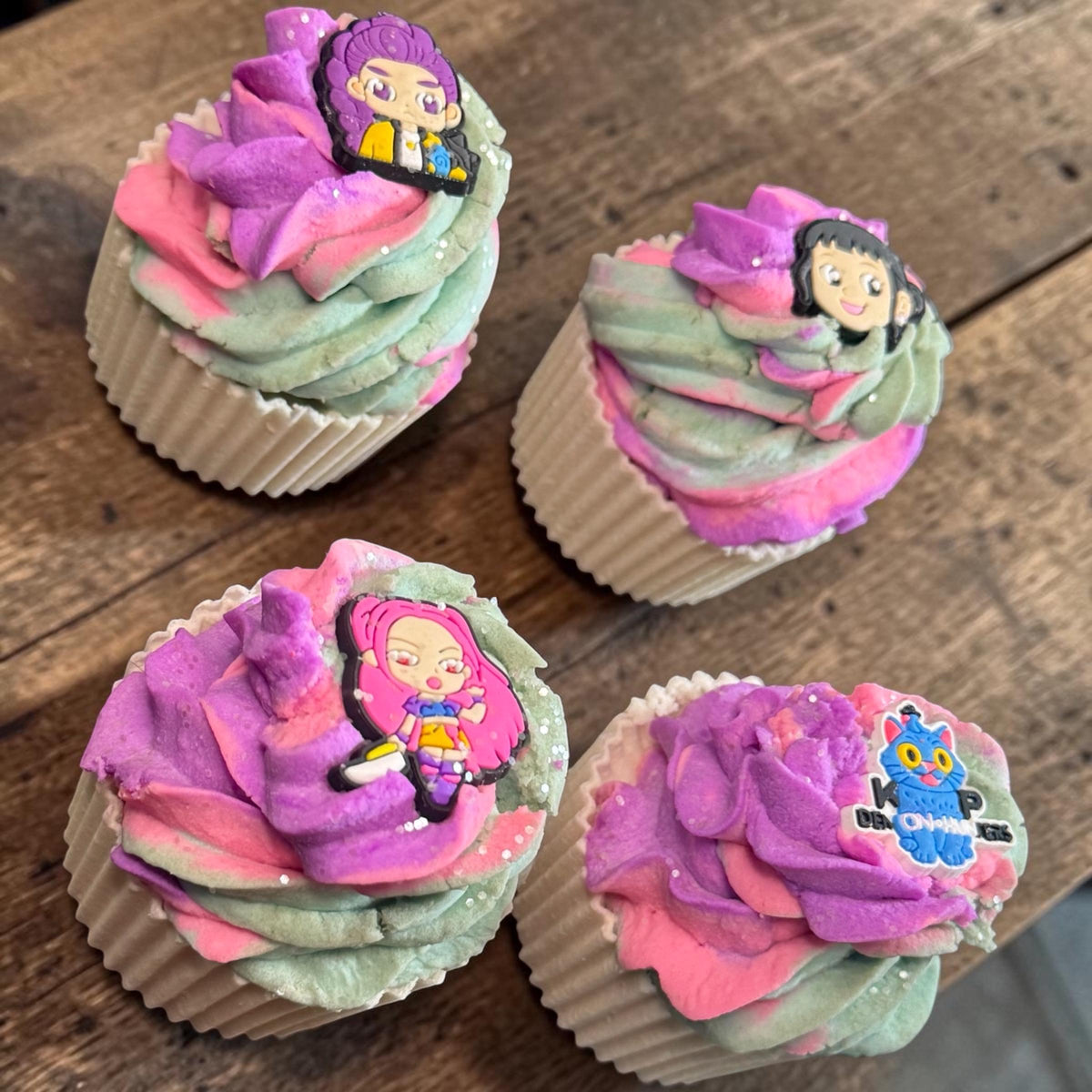 K Pop Bath Bomb: Made With Buttermilk Powder, Cocoa Butter, Bubble Frosting and Silicone Topper