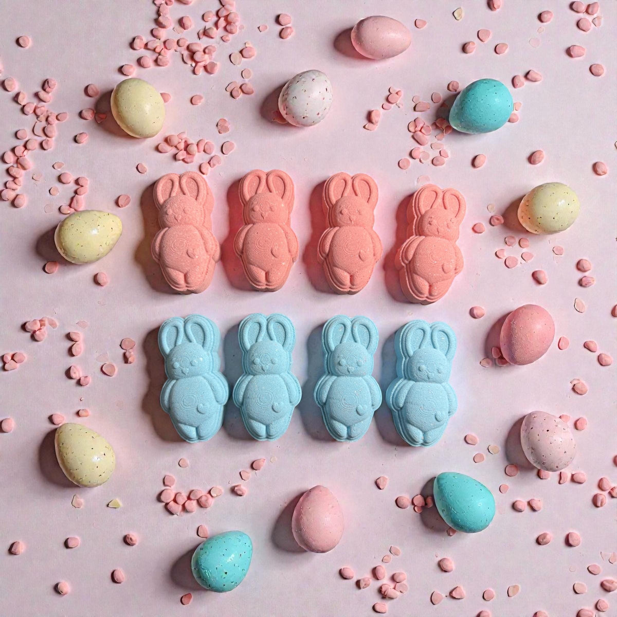 Shimmery Easter Bunny Bath Bombs. Jelly Bean Scented- With Buttermilk and Colloidal Oats