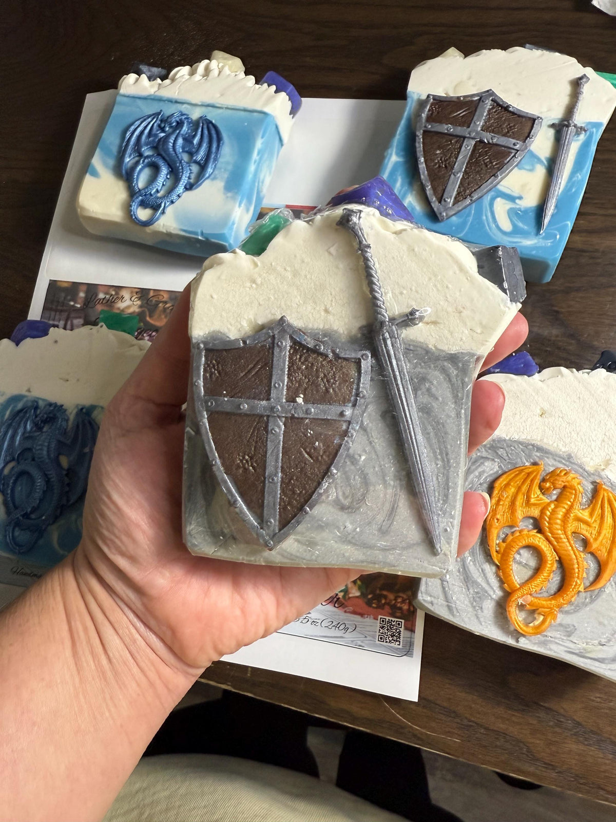 Adventure Fantasy Tallow Soap – Gamer Gift, Dice, Dragon, and Shield Designs