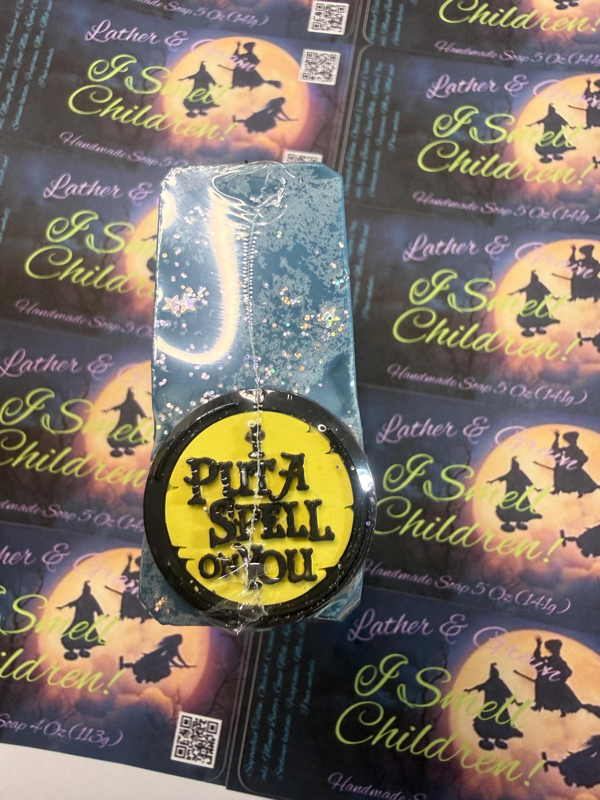 I Smell Children! Halloween Witch Sisters Themed Soap. Scented in Bobbing for Apples with Silicone Charm on Top
