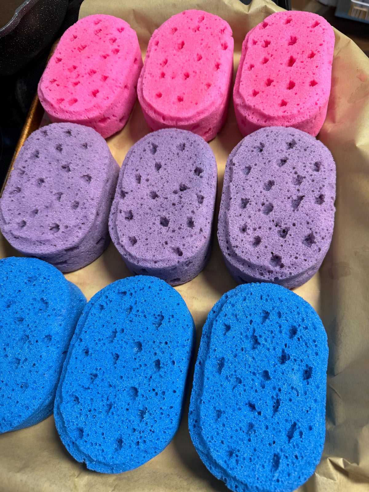 Large Handmade Soapy Sponge- Made with Tallow and Goat Milk- Many Colors and Scents