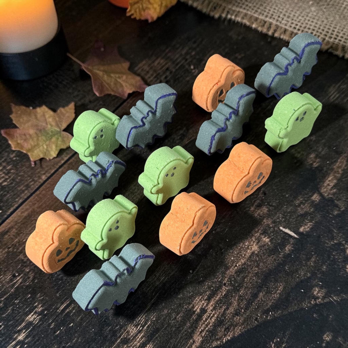 Halloween Bath Bomb Gift Set in Cute Spooky Packaging- 3 Pieces- Bat, Pumpkin and Ghost-  Fall Inspired Halloween