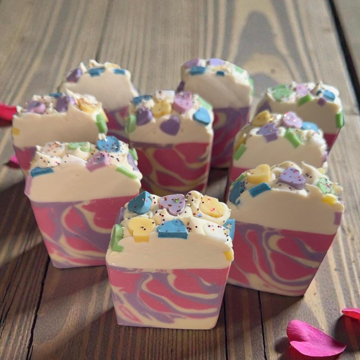 Be Mine Conversation Heart Bar Soap Made with Tallow and Scented in Pink Berry Tangerine