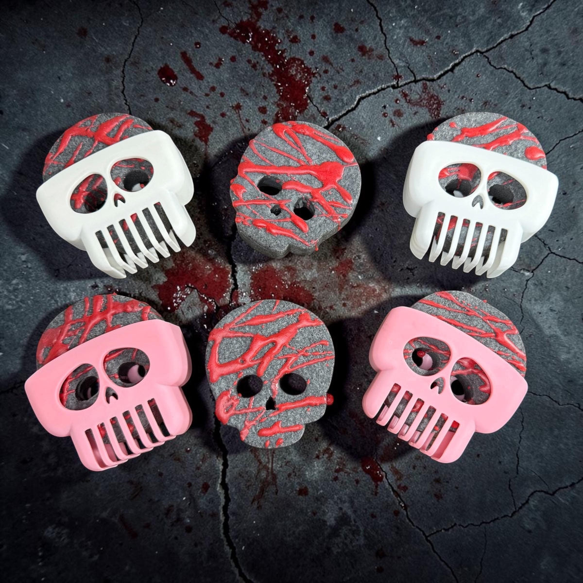 Bloody Skull Soap Sponge – Tallow, Goat Milk, Cold Process Soap – Spooky Horror Bath Gift