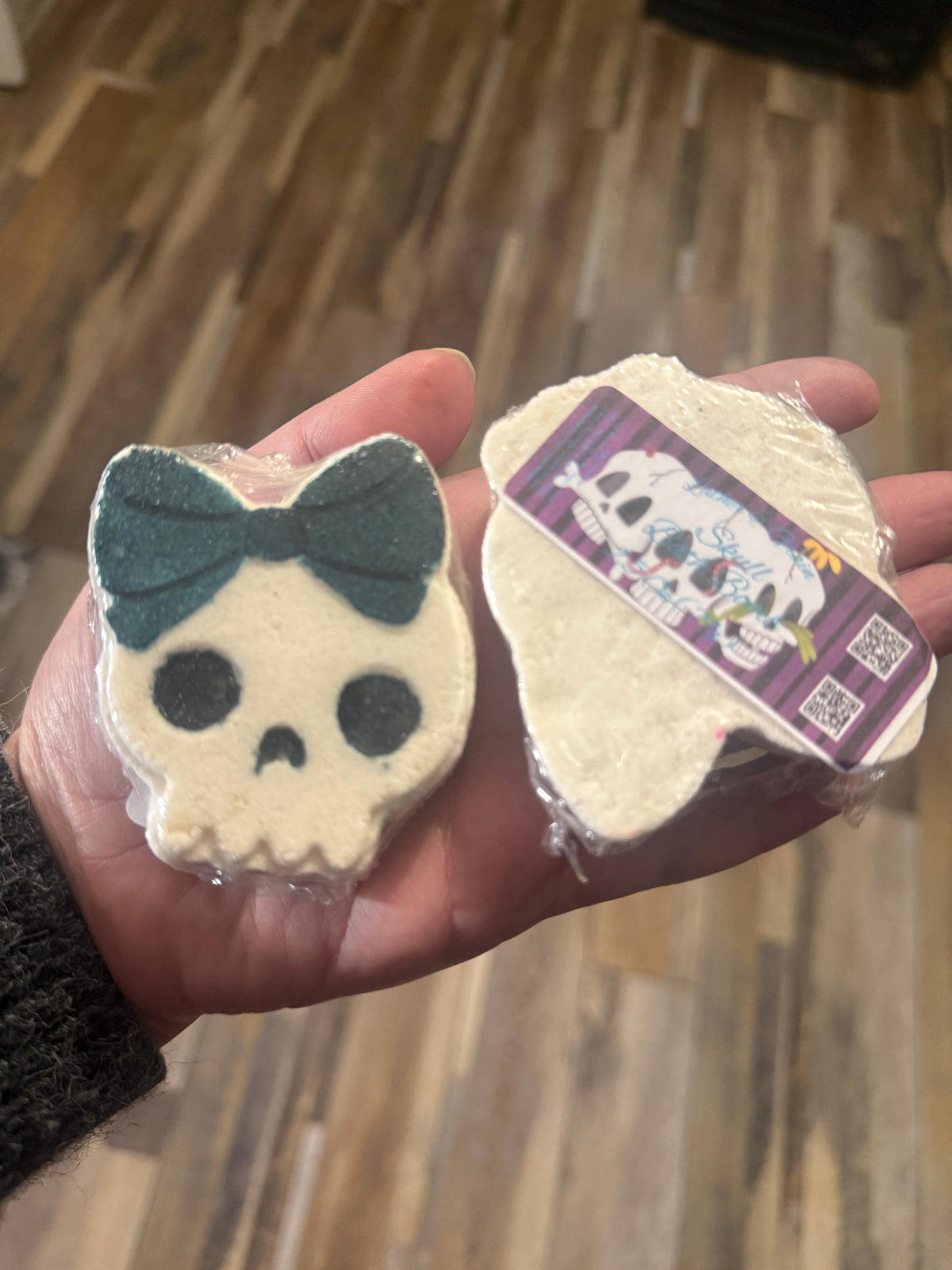 Cute Skull Bath Bomb made with Creamy Cocoa Butter and Buttermilk- Scented in Poison Pie
