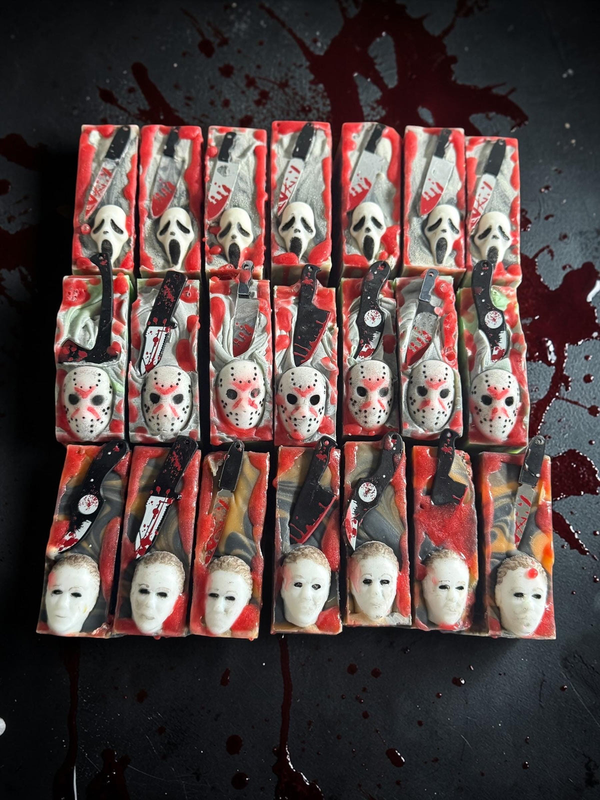 Boogyman Bubbles- Michael Myers Halloween- Horror Themed Slasher Soap. Scented in Silent Killer or Apple Butterscotch with Bloody Stab Toy