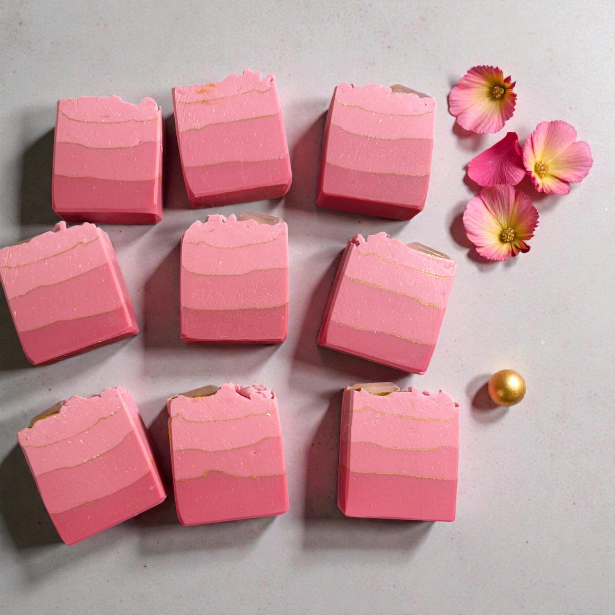 Pink Quartz Soap- Topped with A Real Quartz Crystal~ Fancy, Boujie, Shimmery Gold