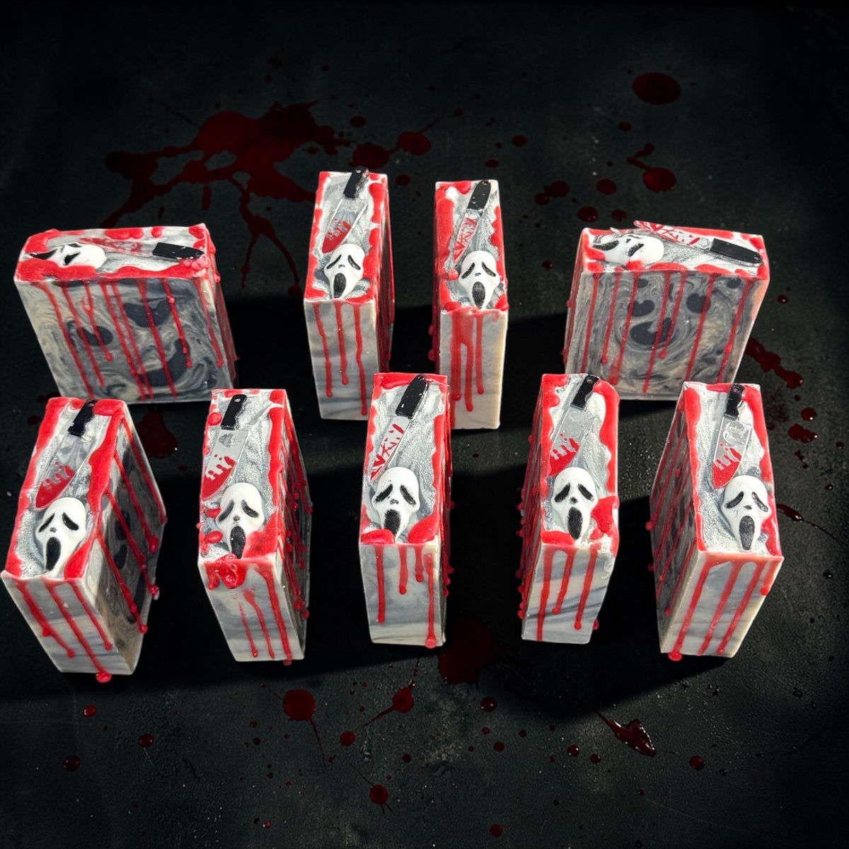 Feeling Woozy- Horror Themed Slasher Soap. Scented in Perfect Man, or Spooky Moontini with Bloody Stab Toy on Top