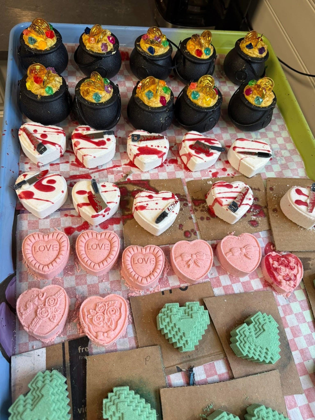 Bloody Heart Bath Bomb Horror Themed- Several Scents, With Toy On Top