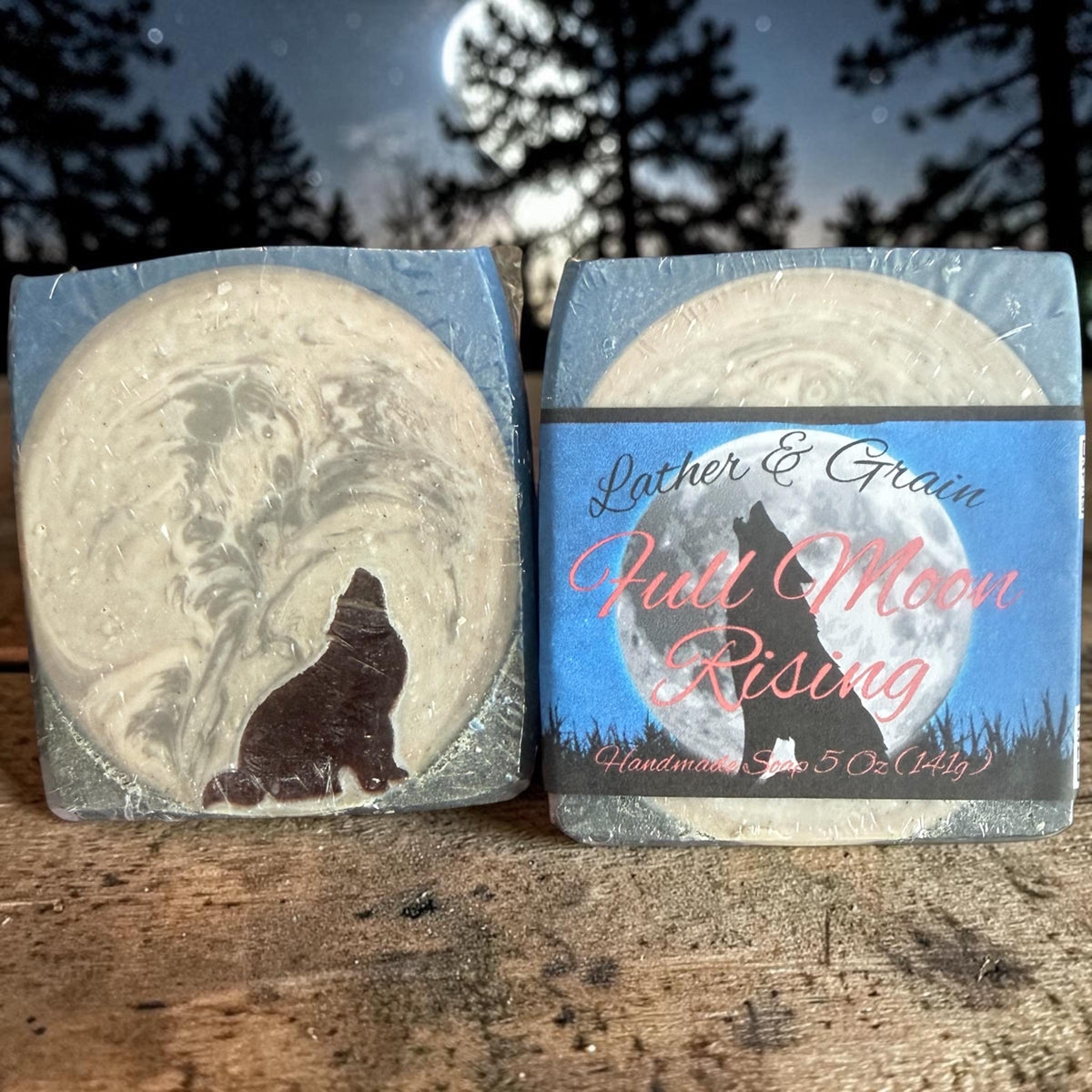 Full Moon Rising Bar Soap- Wolf Themed Scented in Werewolf or Autumn Nights, Made with Tallow and Goat Milk