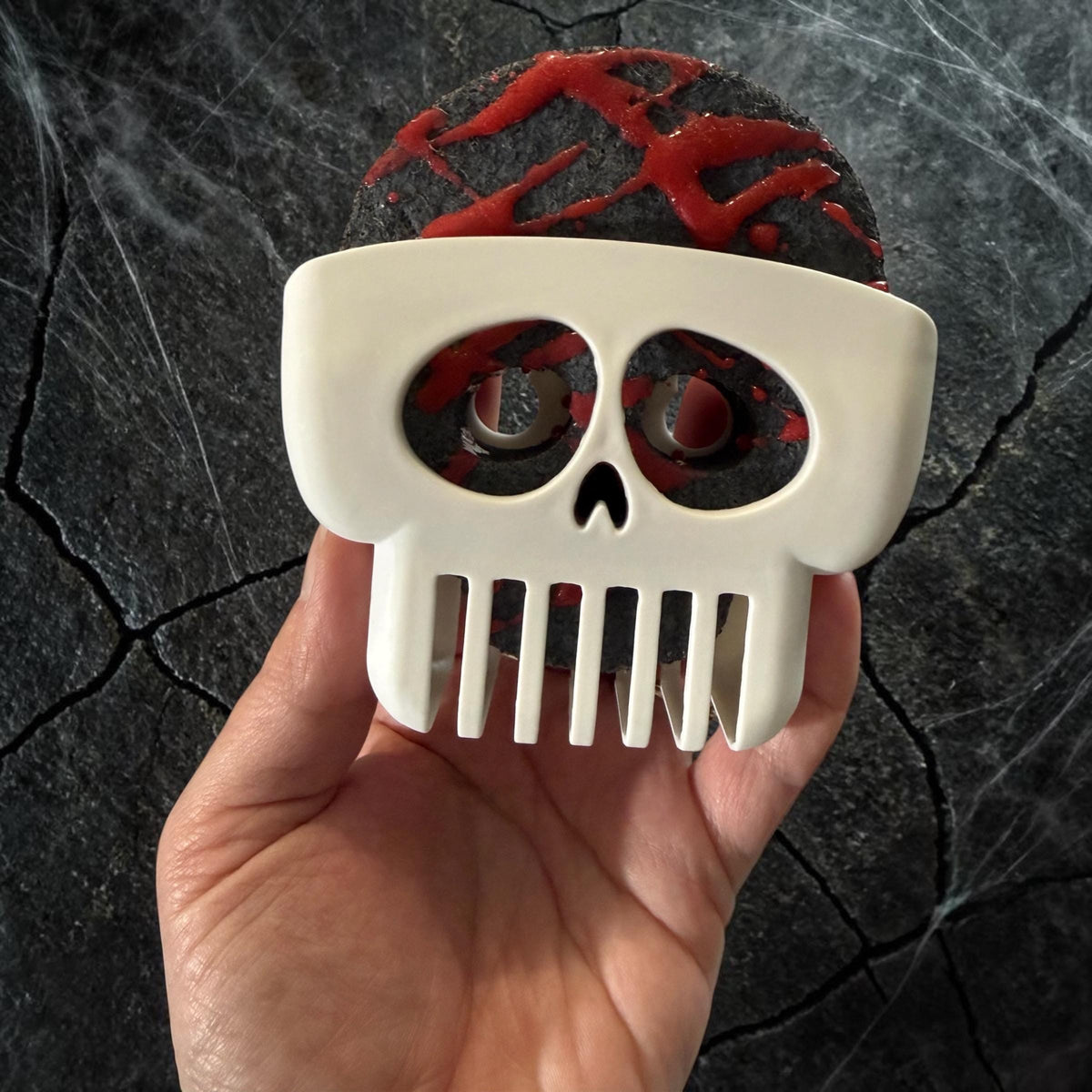 Bloody Skull Soap Sponge – Tallow, Goat Milk, Cold Process Soap – Spooky Horror Bath Gift